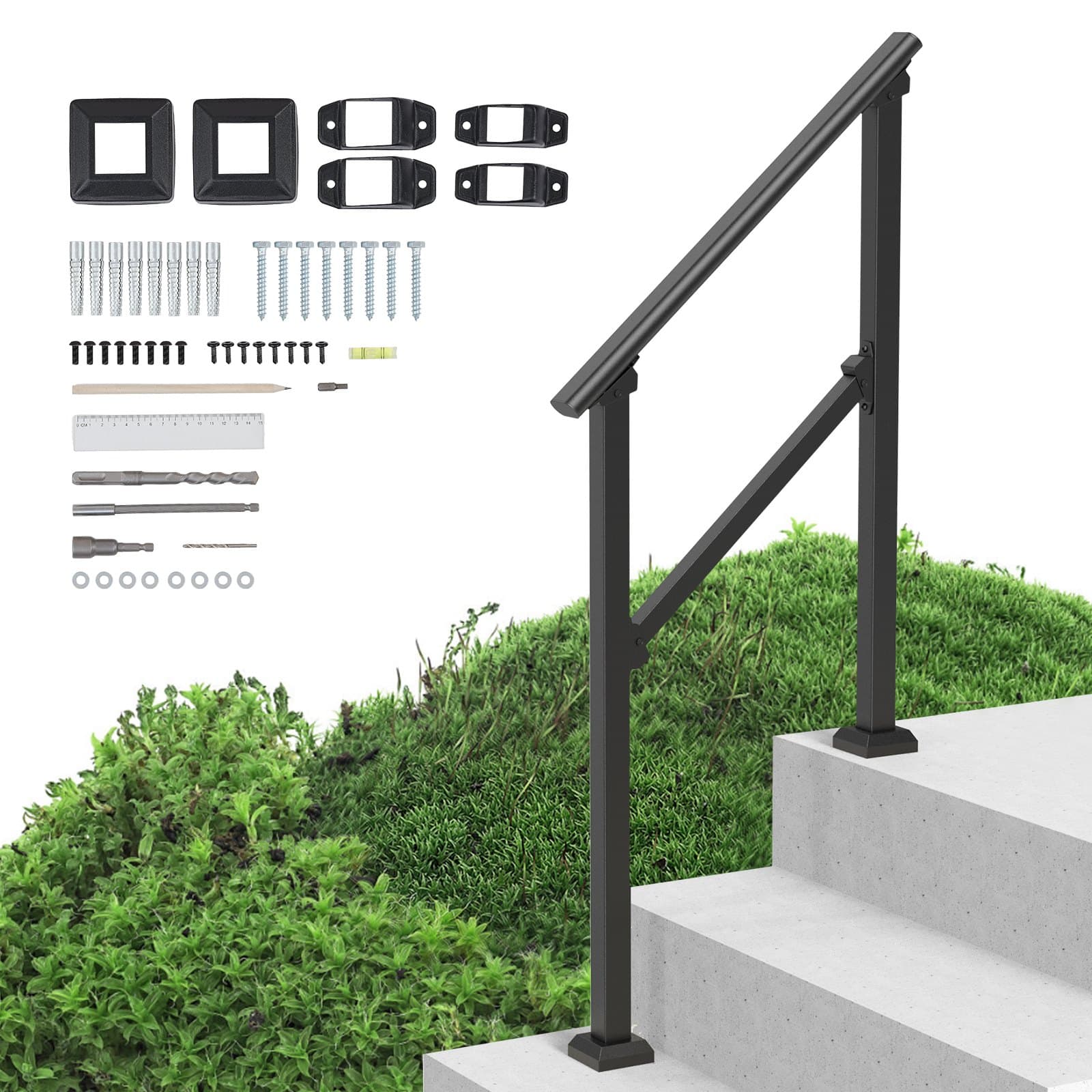 Handläufe für Außentreppen, 2–3-stufiges Set aus Karbonstahl