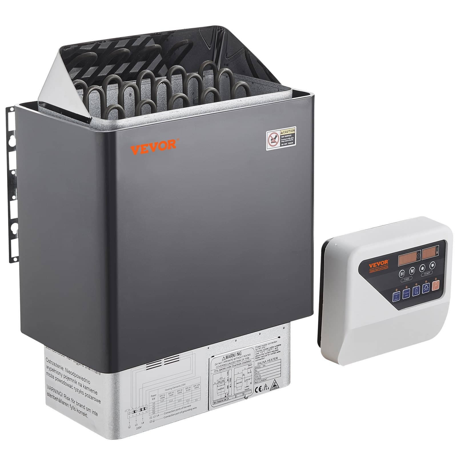 Poêle sauna 8 kW, 400 V, avec minuterie et contrôle