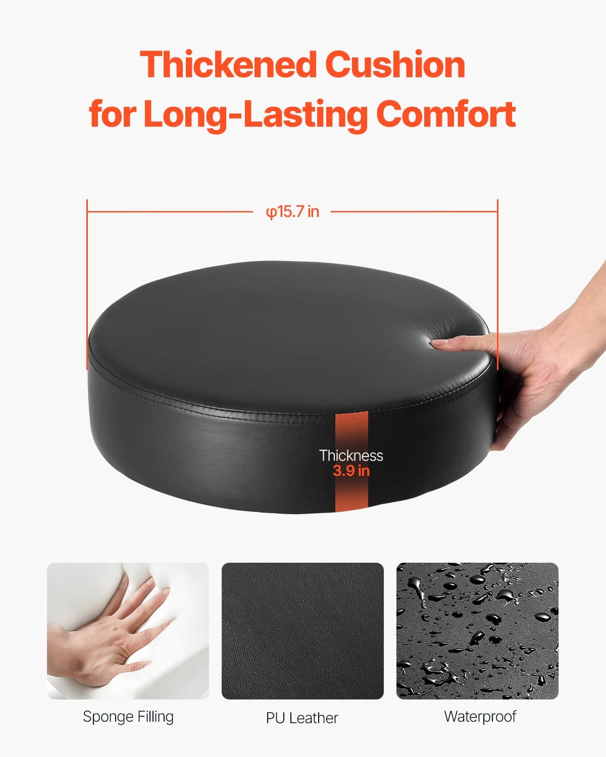 Tabouret selle réglable en hauteur avec roulettes, noir