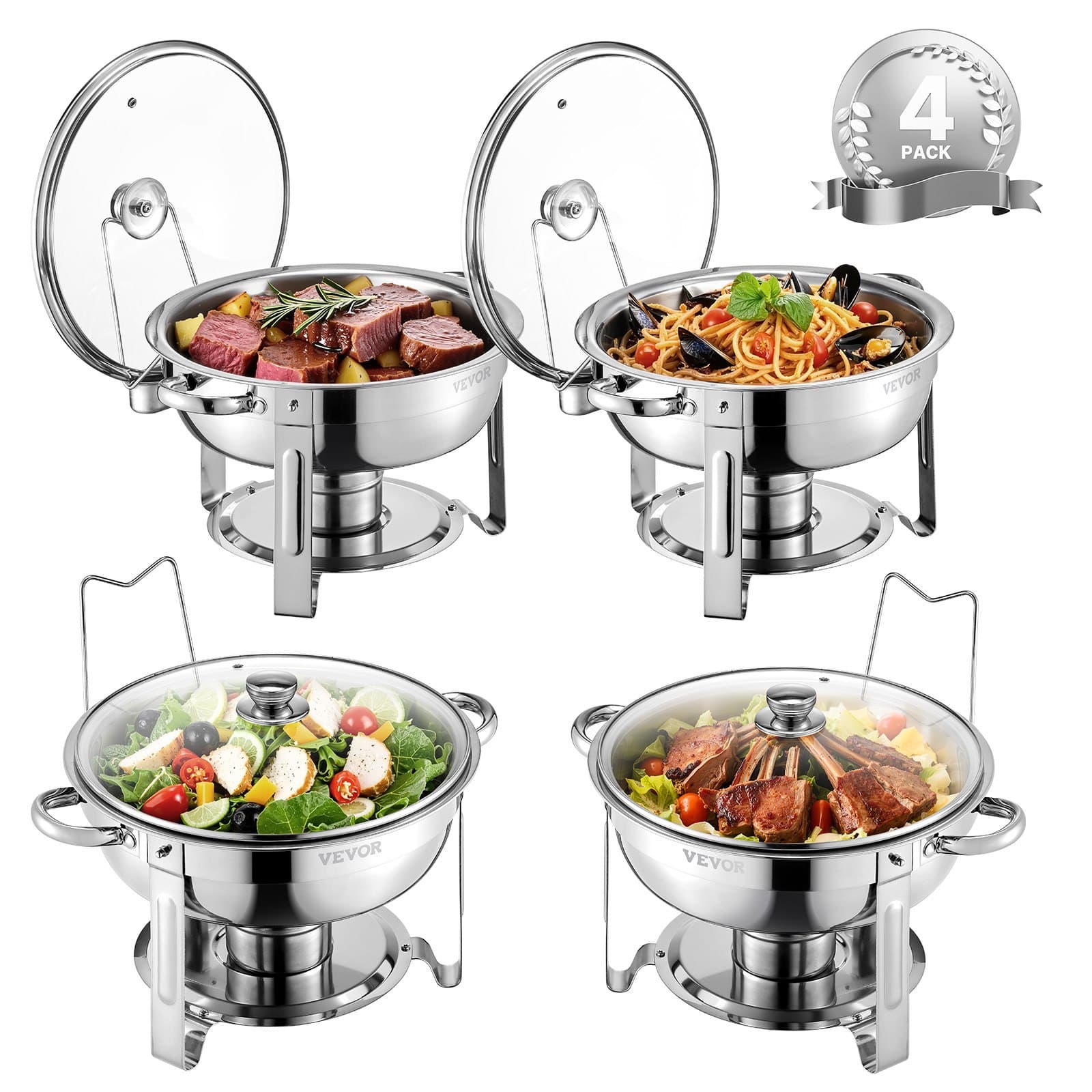 Chafing Dish Food Warmer with 4 Containers
