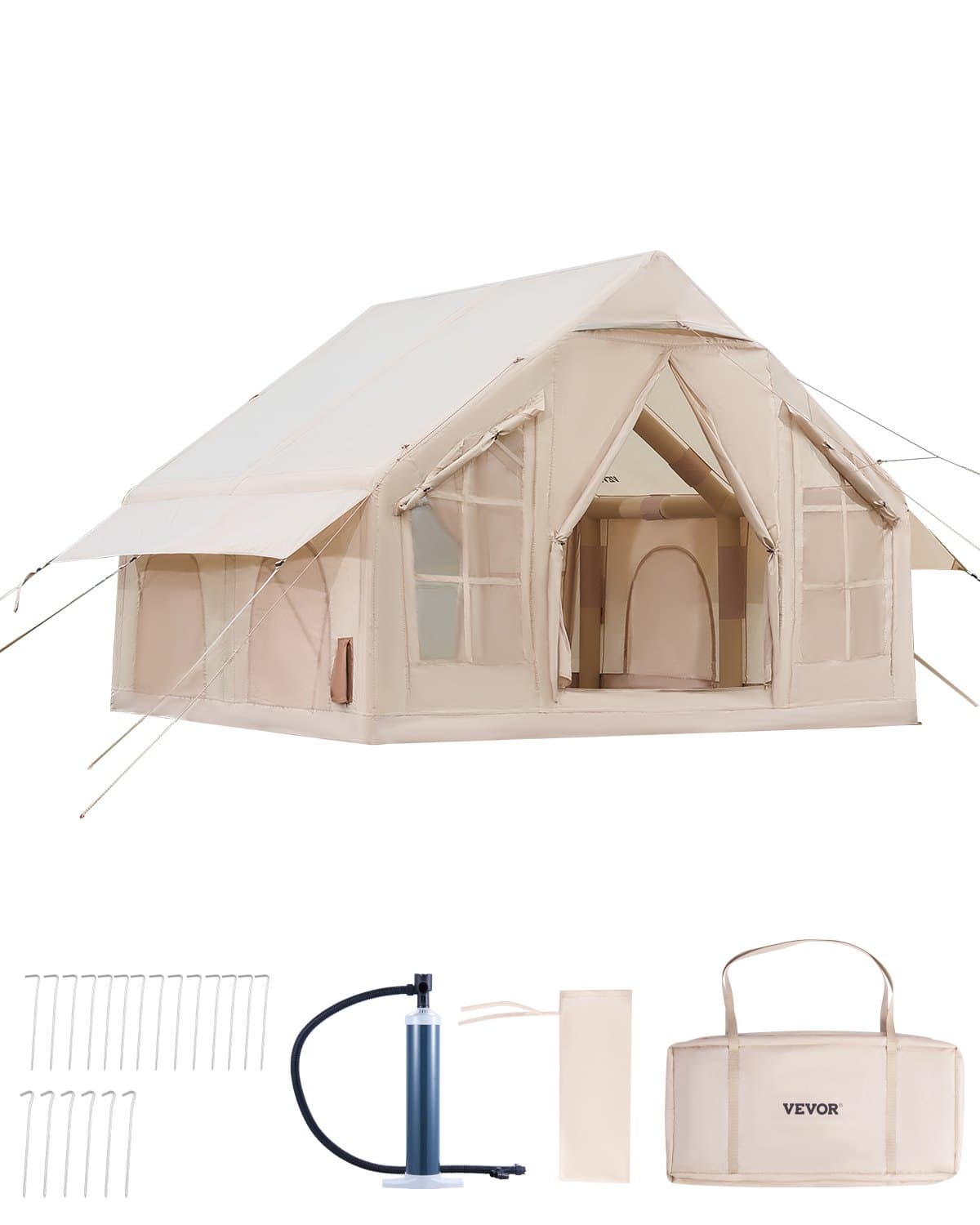 Tente de camping gonflable 3x3x2,3 m pour 4 à 6 personnes