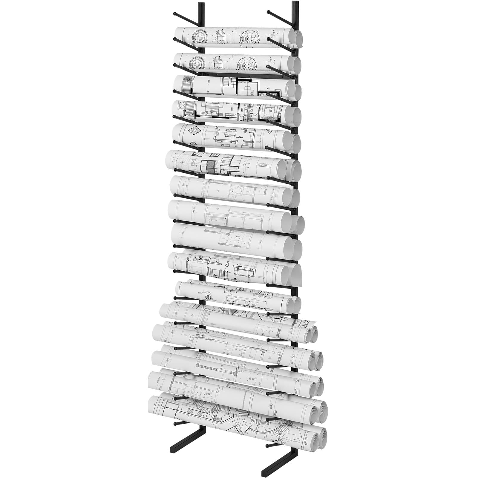 Rangement plans 16 niveaux porte-rouleaux