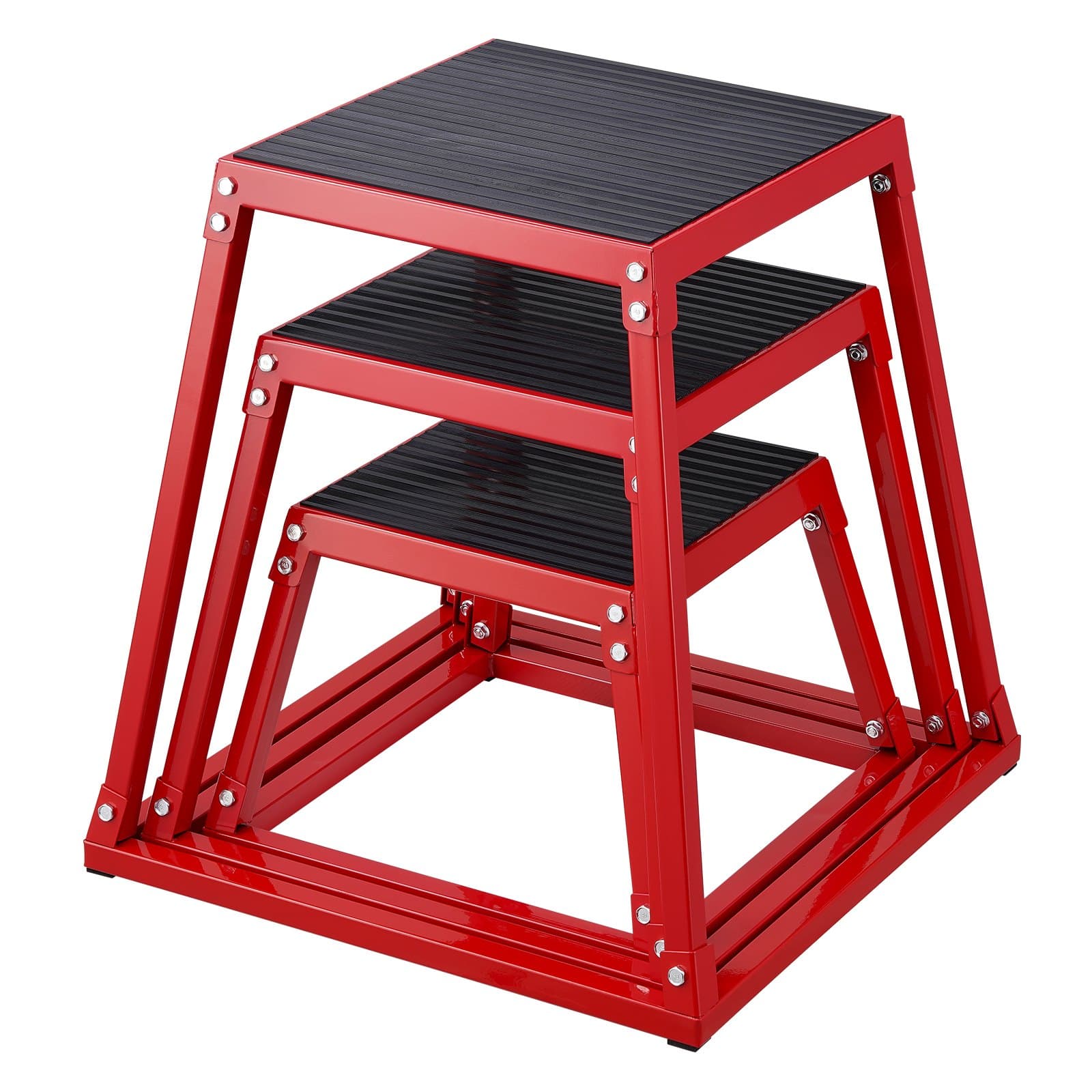 Plyometrisches Sprungboxen-Set 3-teilig rot