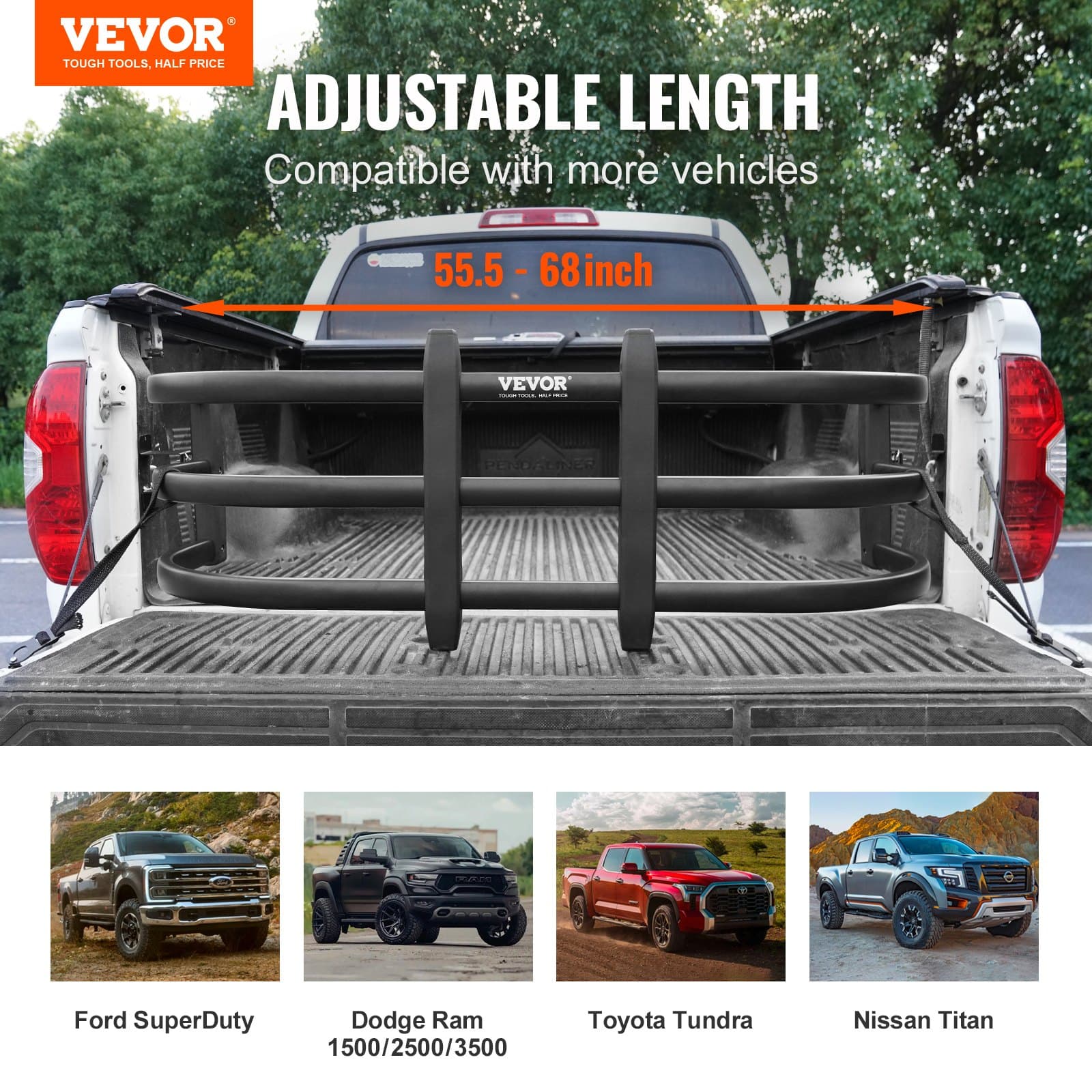 Prolongador de plataforma de carga ajustable de aluminio para pickup