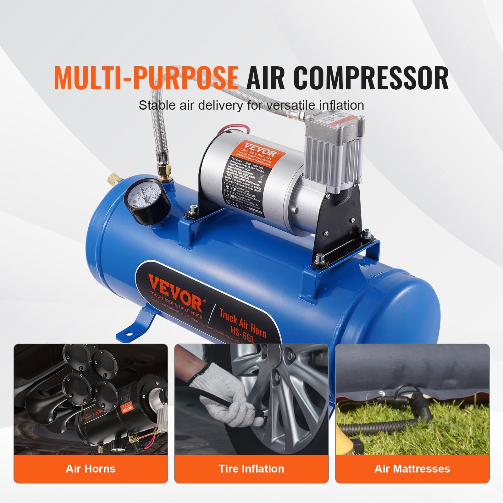 12 V Air Compressor with 6 Litre Tank and Horn