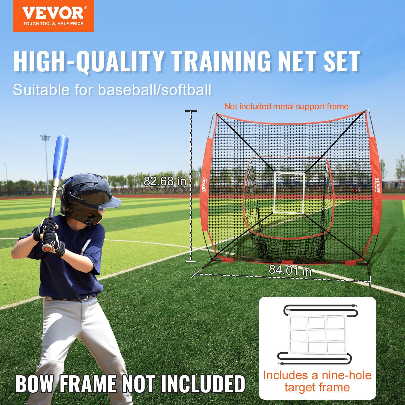 Baseball Pitching Netz mit Strike Zone, 2134 x 2134 mm