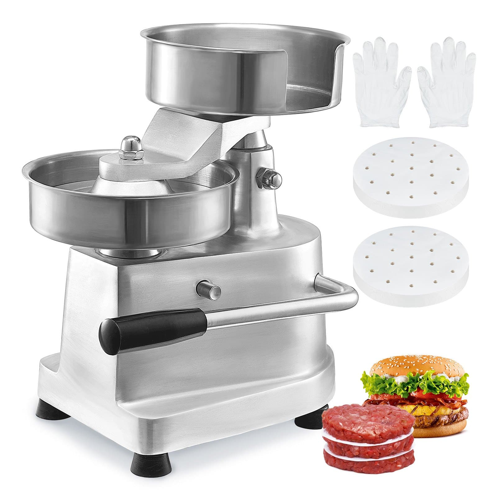 Presse à burgers inox pour galettes 150 mm