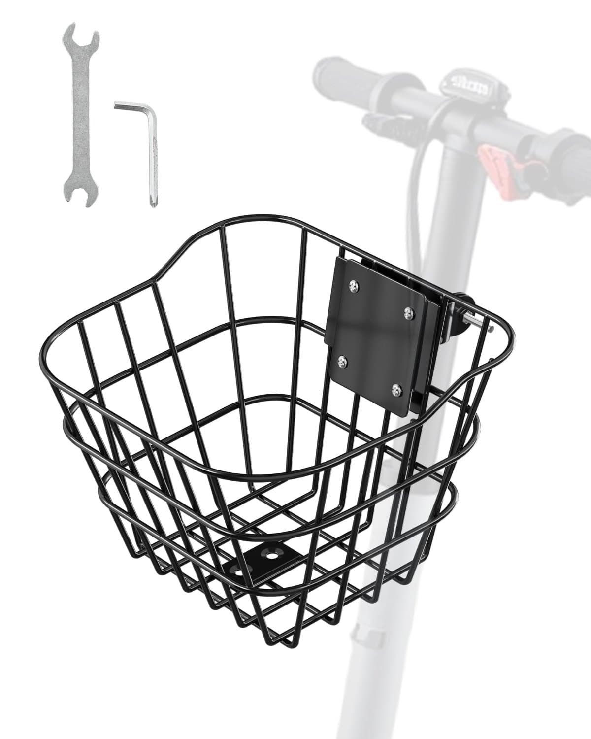 Cesta delantera de acero con soporte fijo