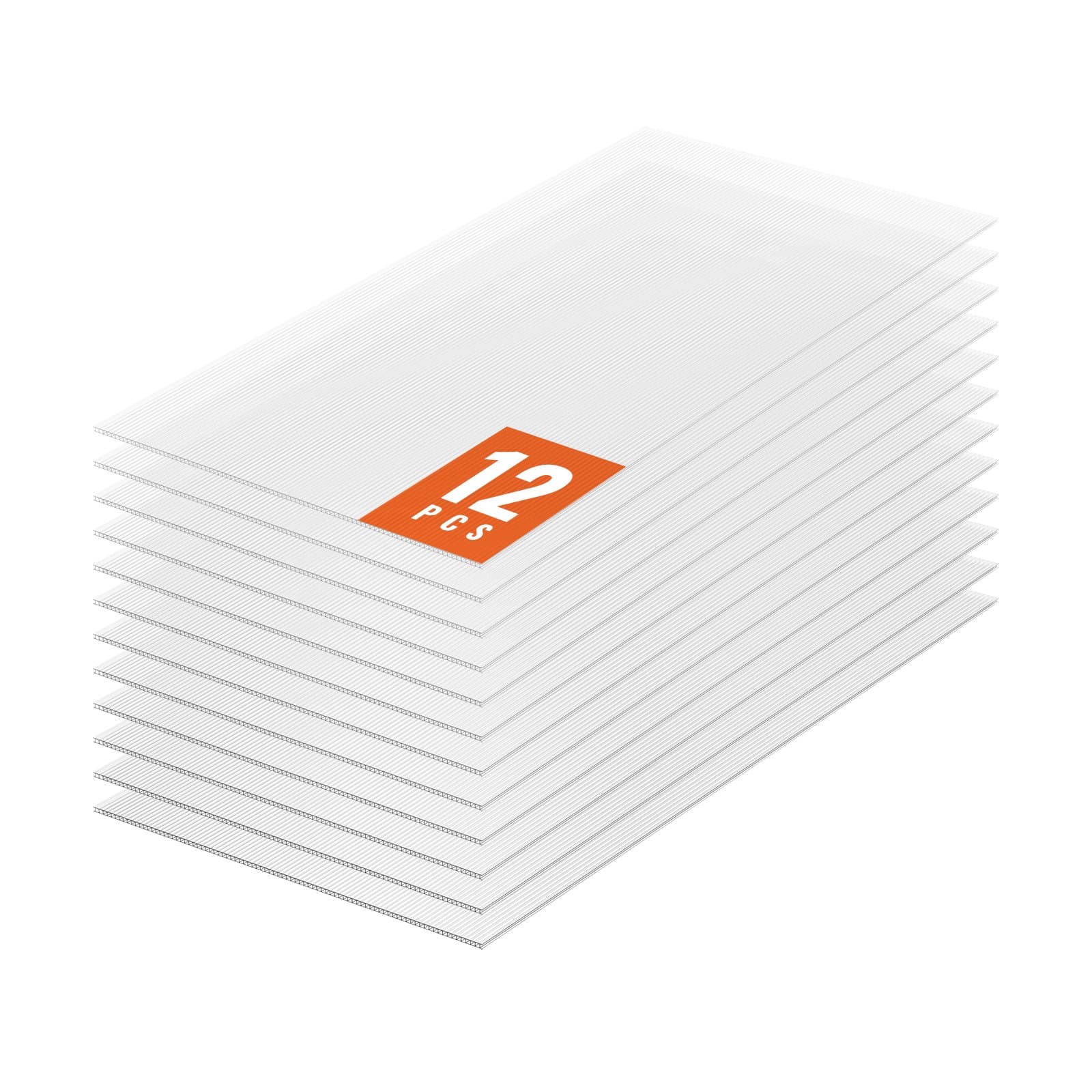 12er-Set Gewächshausplatten aus Polycarbonat, 1210 x 605 x 6 mm