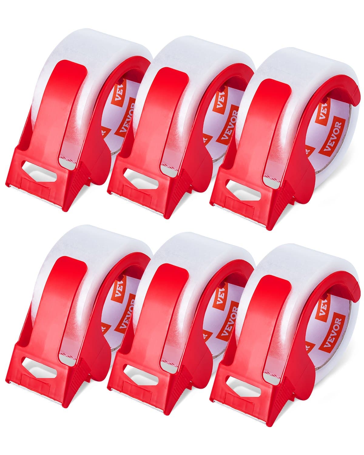 Transparentes Packband, 76,2 mm Kern, 6er-Set mit Spender