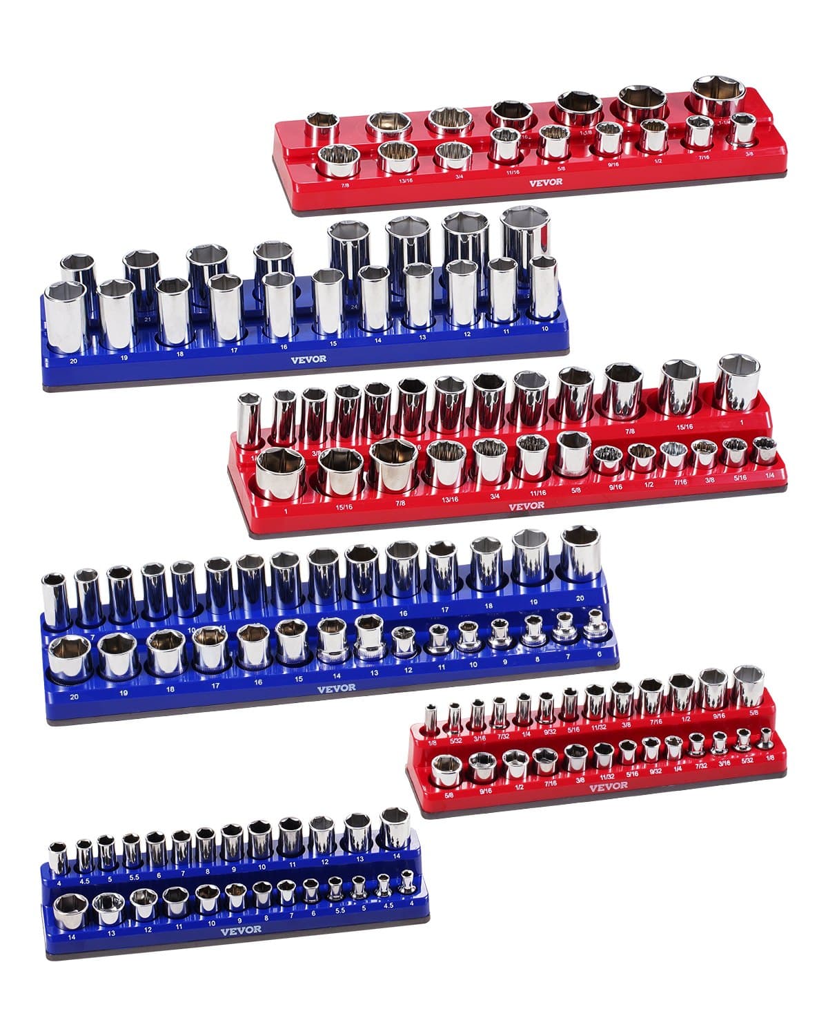 Steckschlüssel-Organizer-Set, 6-teilig, 1/4, 3/8 & 1/2 Zoll SAE