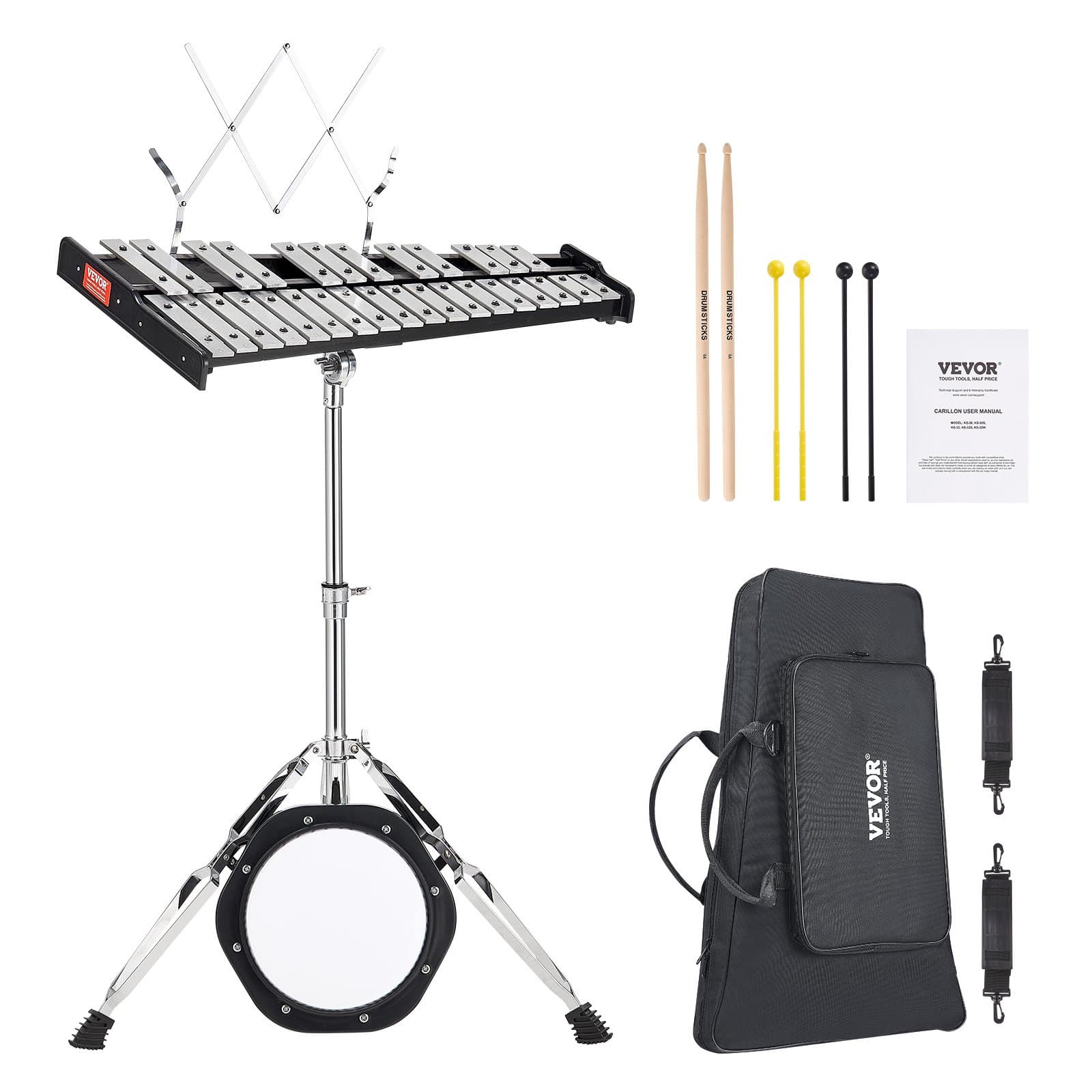 Glockenspiel-Xylophon-Set mit 30 Noten und Zubehör