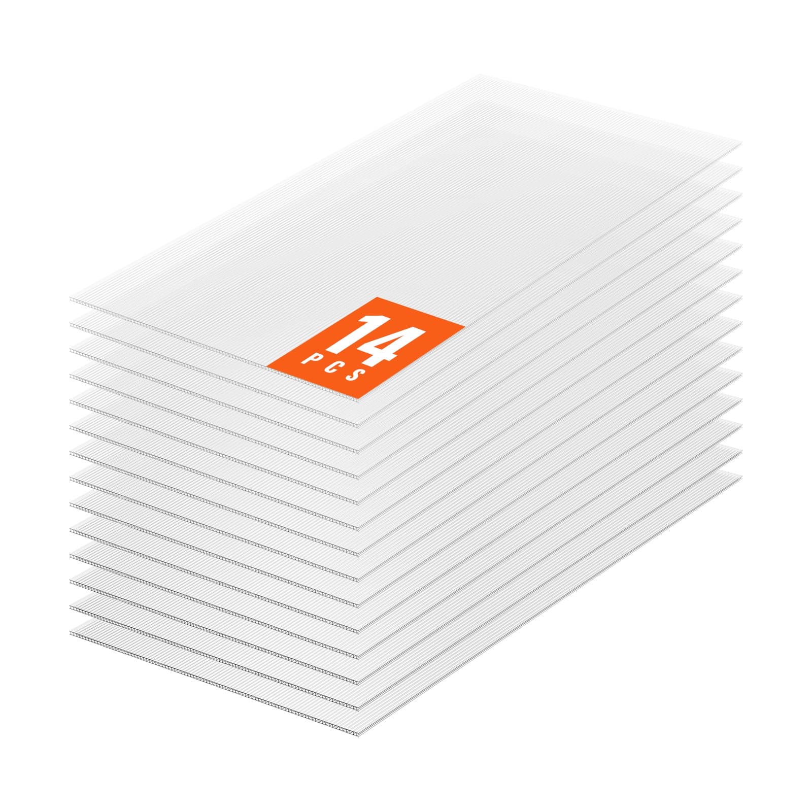 14er-Set Gewächshausplatten aus Polycarbonat, 1210 x 605 x 8 mm