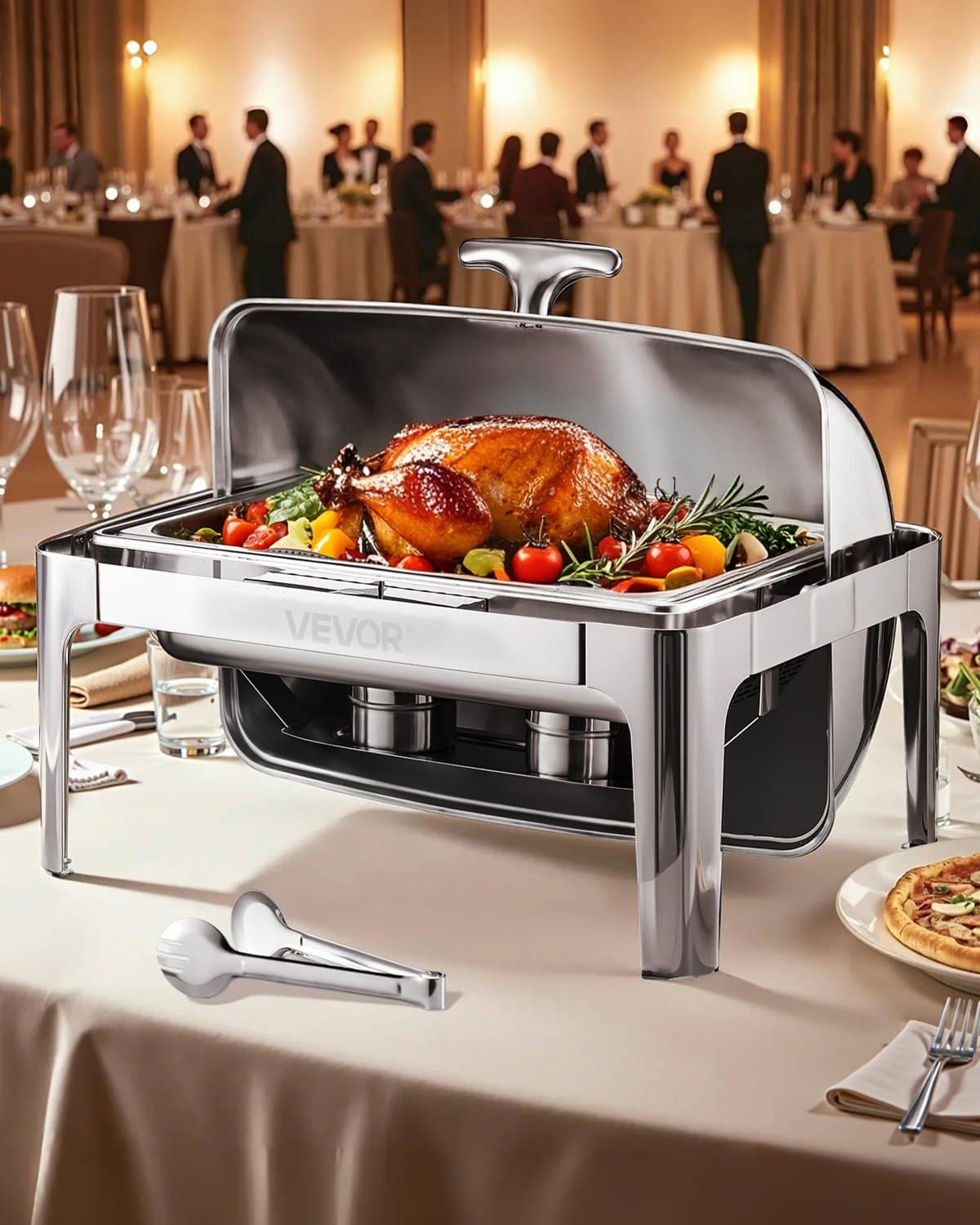 Chafing Dish Set Food Warmer Stainless Steel 8.5 L with Pans