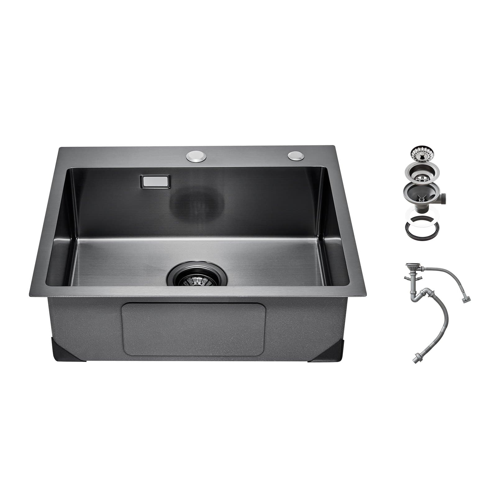 Stainless Steel Inset Sink 68 x 45 cm with Accessories