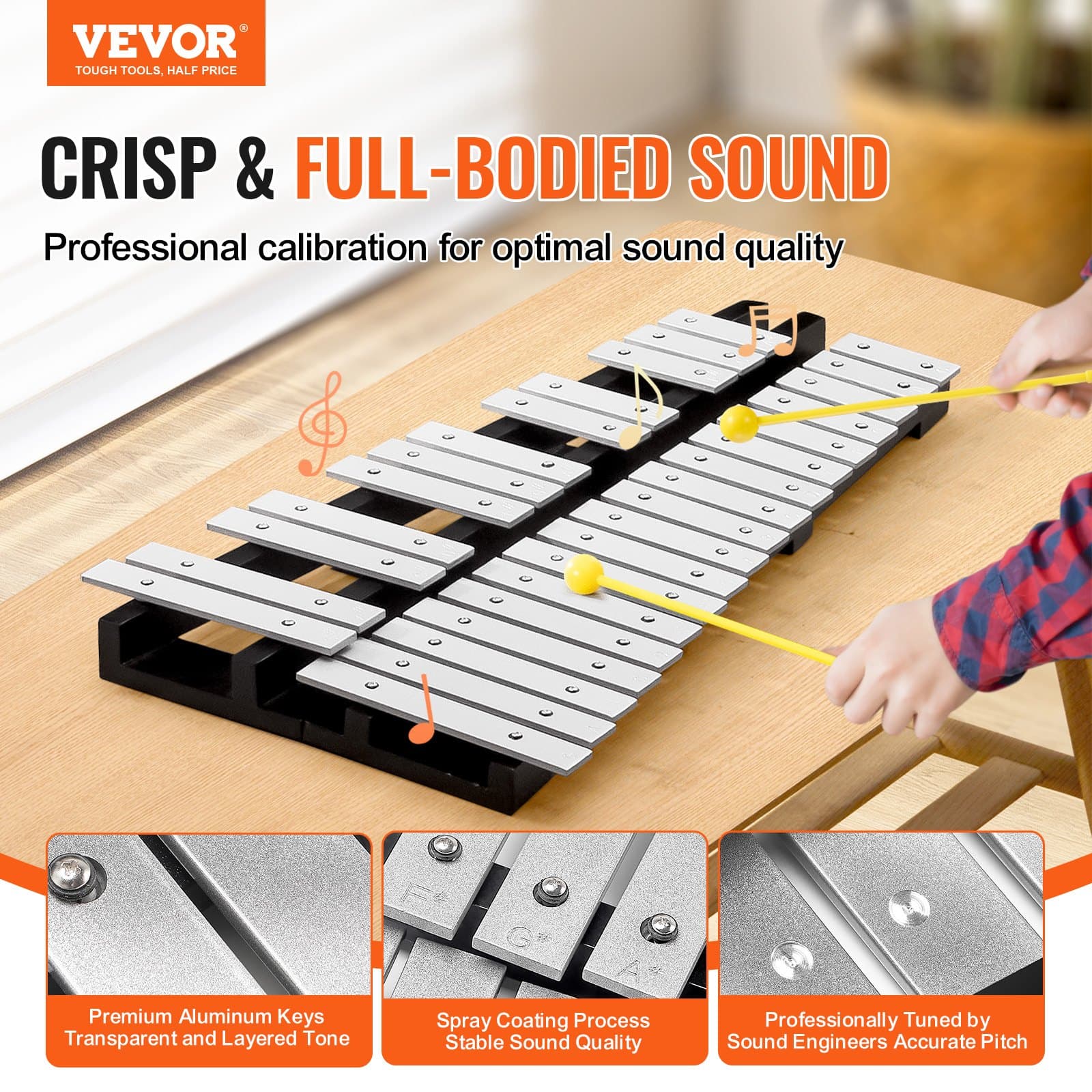 Glockenspiel-Xylophon-Set mit 30 Tönen, Schlägeln und Tragetasche