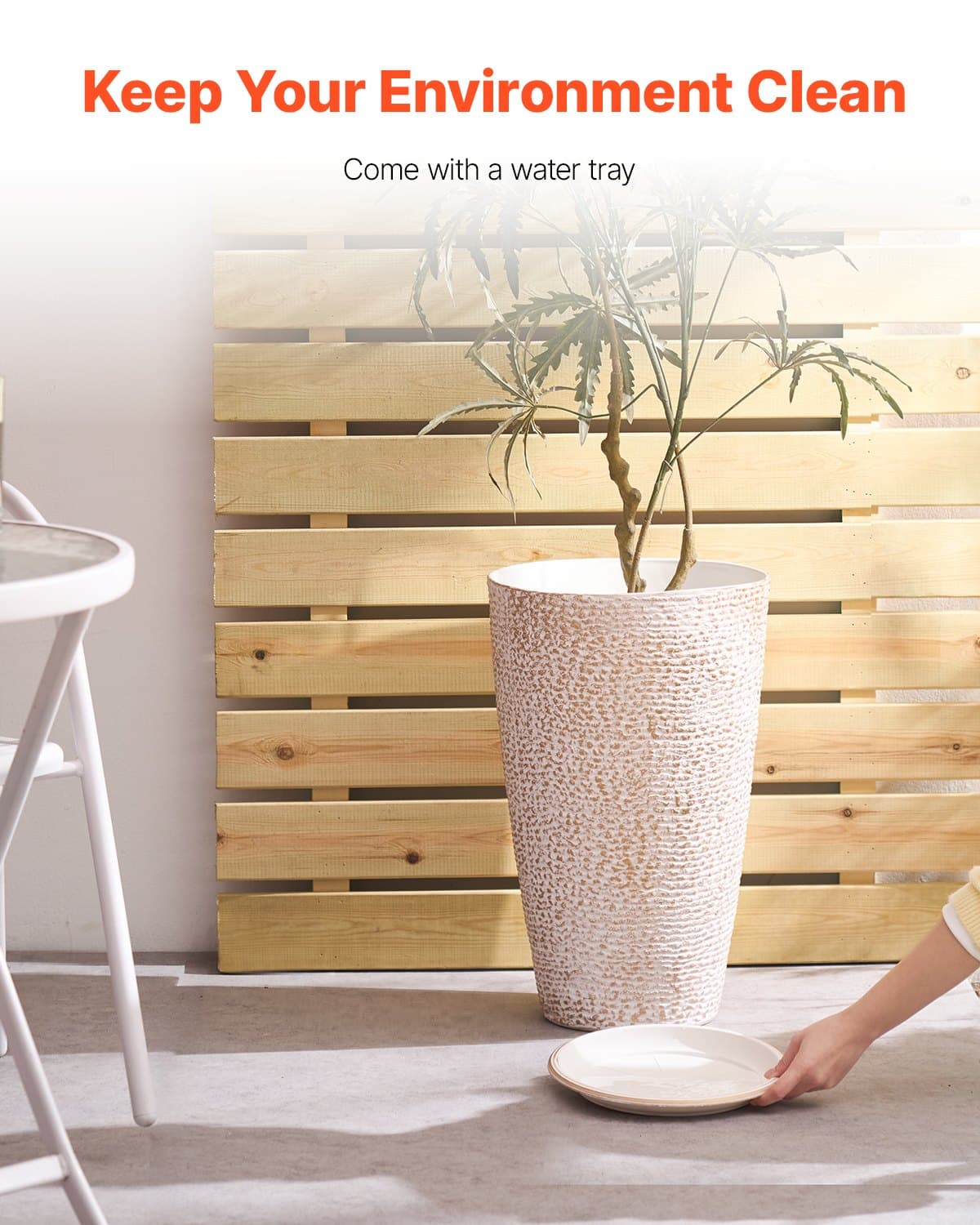 Blumentopf 2er Set, konisch, 530 mm, Steinfinish, Beige