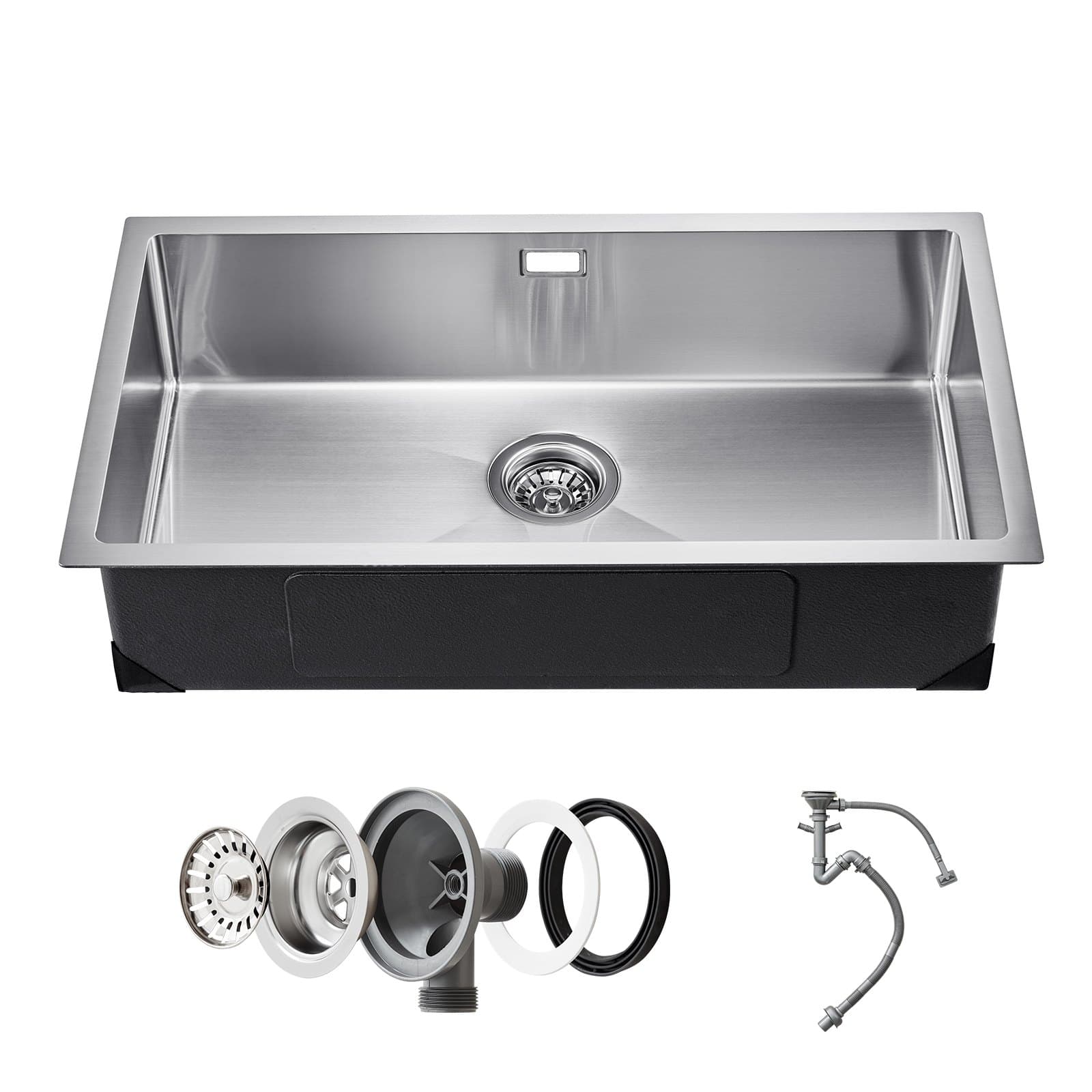 Stainless steel inset sink 76 x 43 cm single bowl