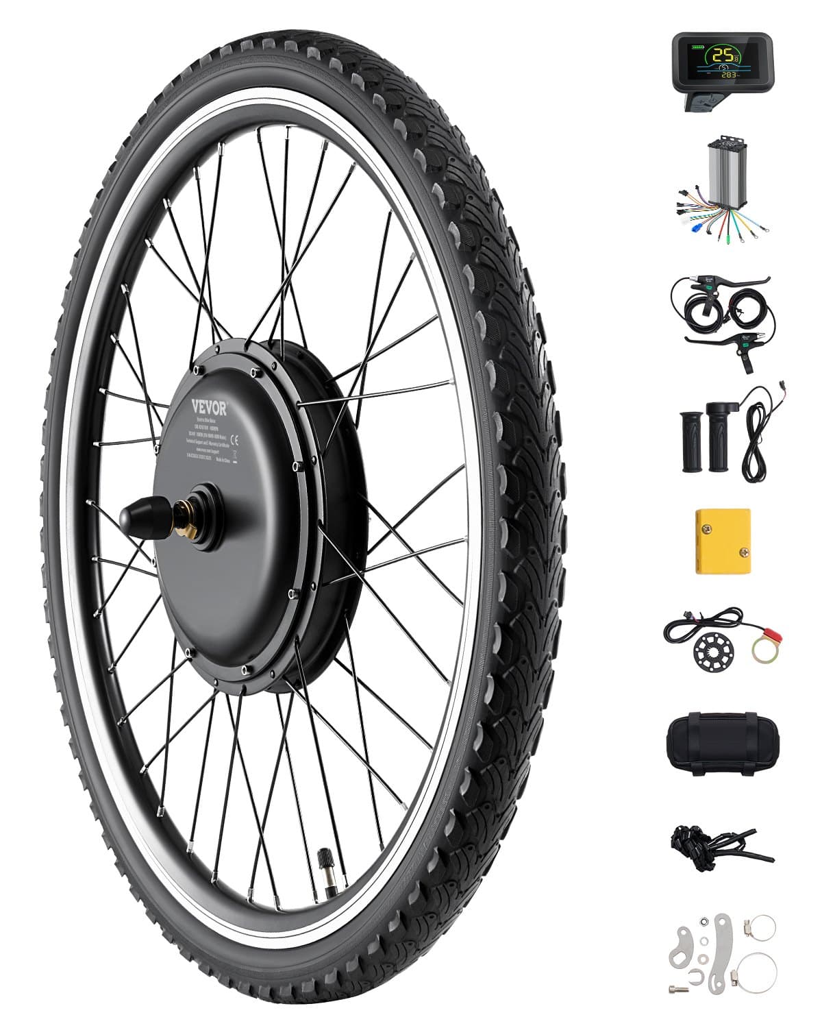 Kit de bicicleta eléctrica de 1000 W, motor de buje delantero para bicicleta eléctrica de 48 V 420 rpm Φ650 mm con regulador de velocidad mejorado