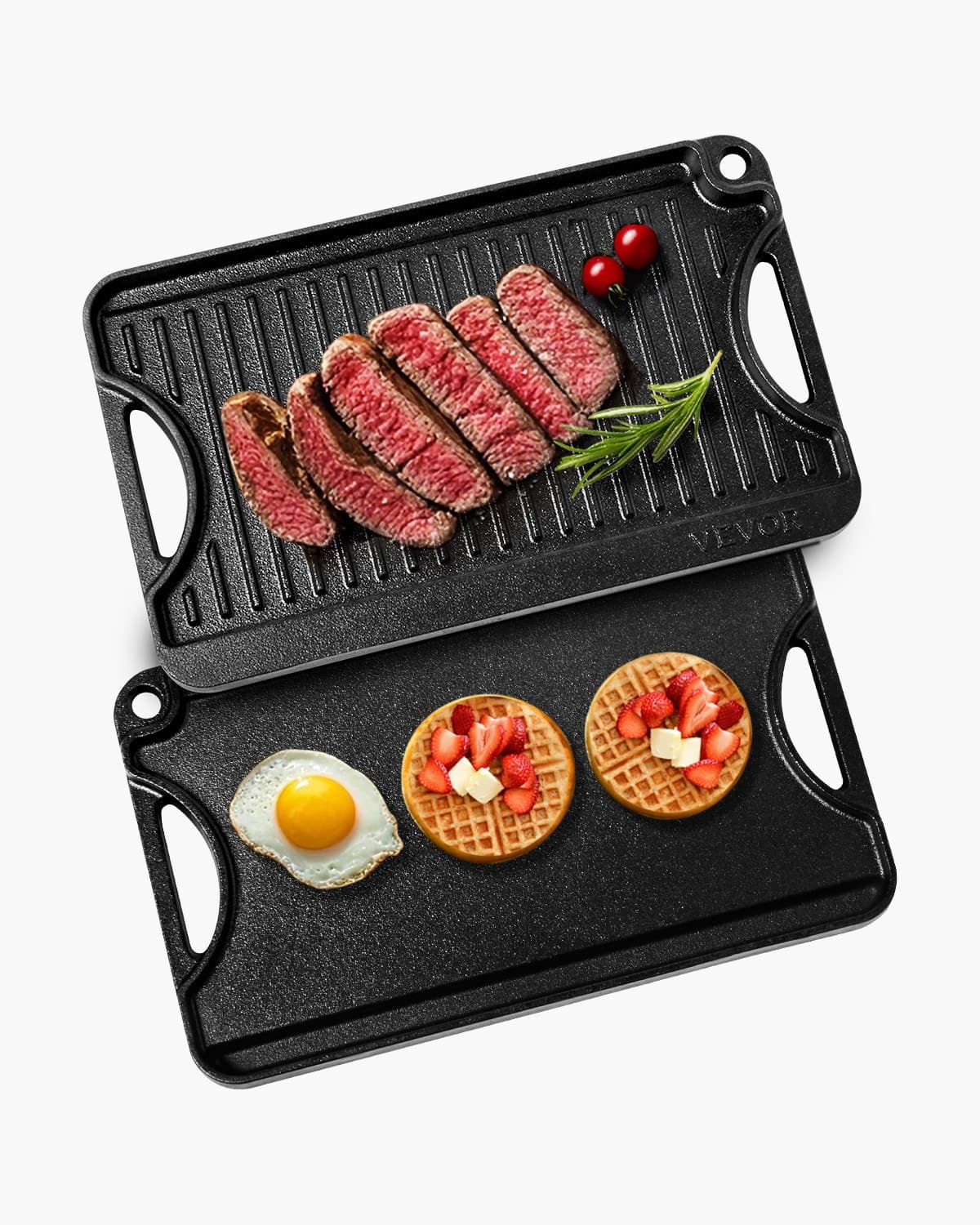 Reversible Cast Iron Grill Plate with Handle