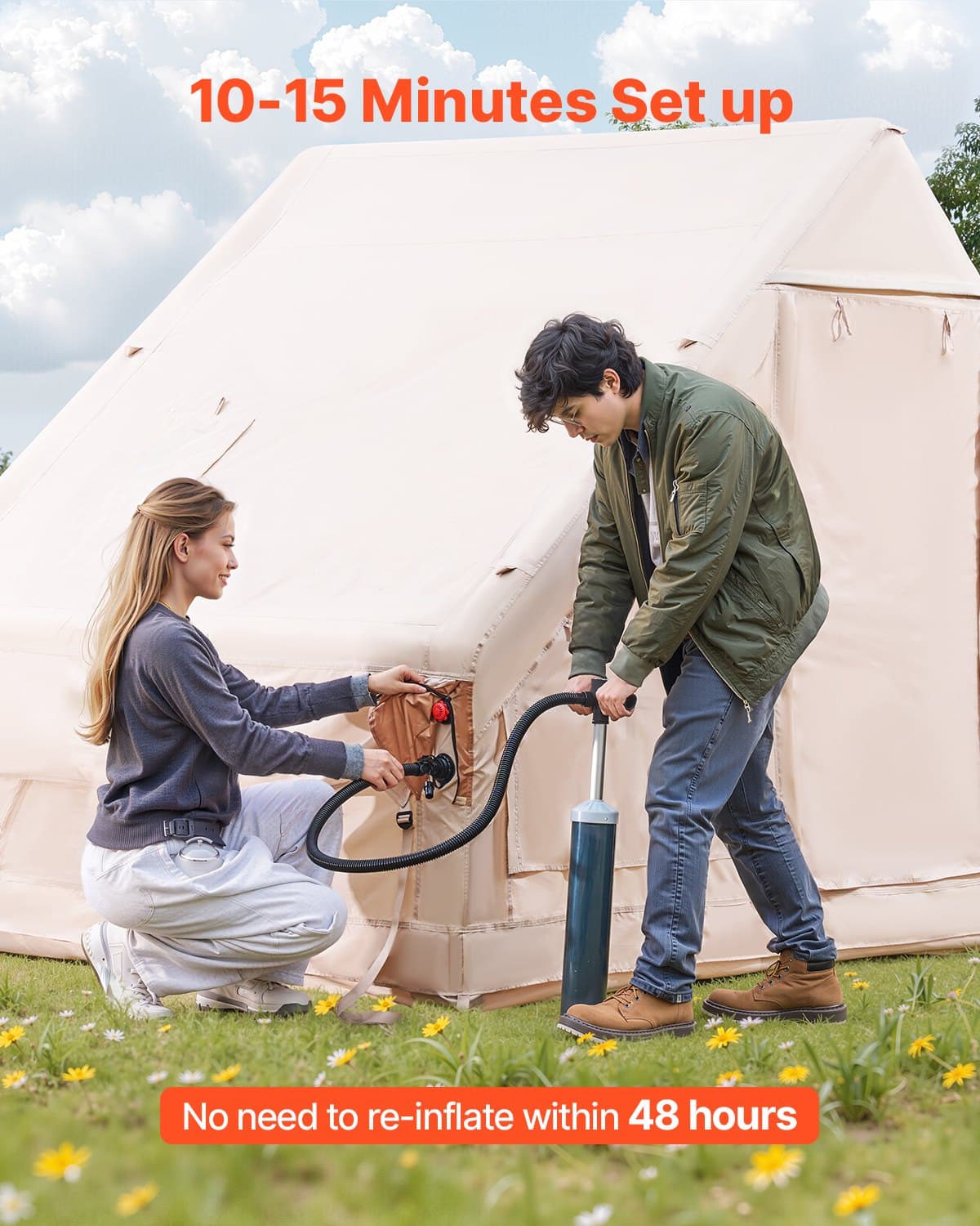 Zelt gonflable de camping 3x2x2 m pour 3 à 5 personnes