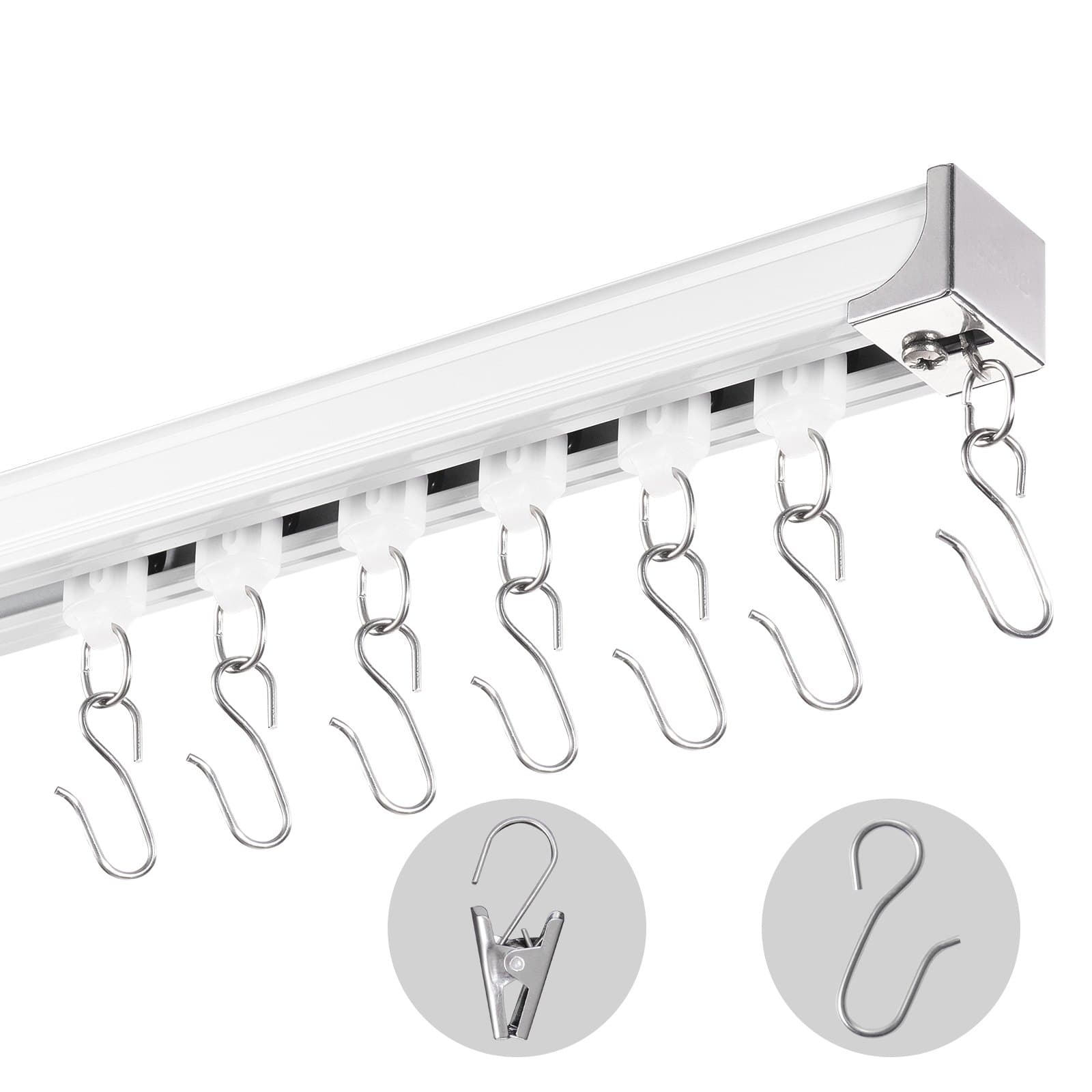Schiebe-Deckenvorhangschienensystem Set 3,6 m, 4 Schienen, Weiß