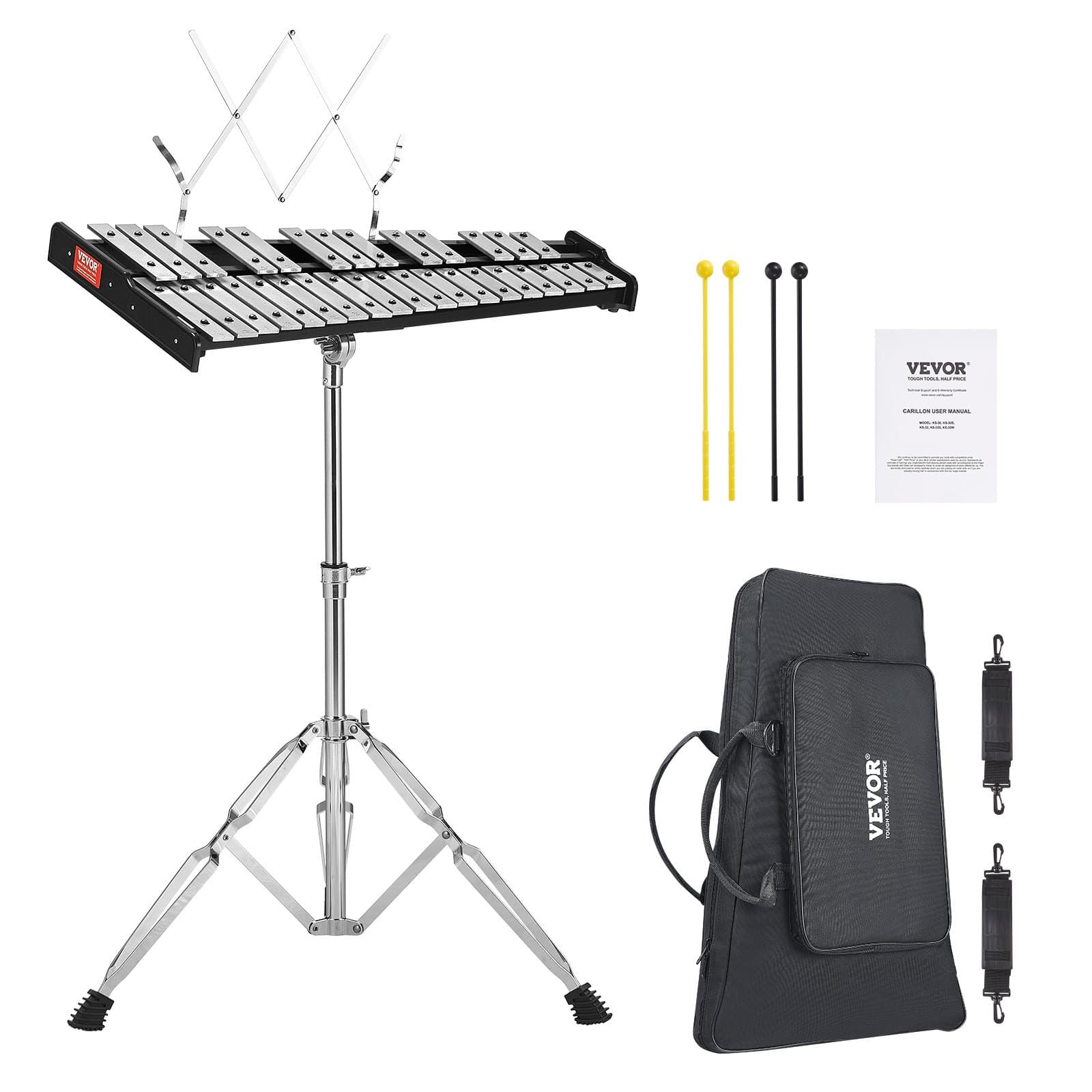 Glockenspiel-Xylophon-Set mit 32 Tönen und Zubehör