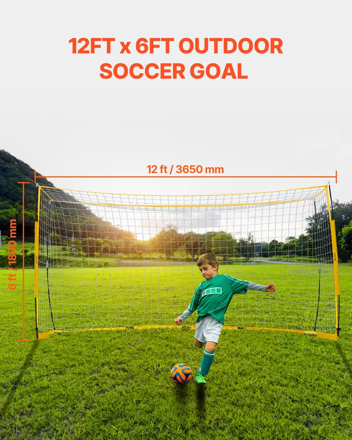 Tragbares Fußballtor 3,66 x 1,83 m mit Tragetasche, Gelb
