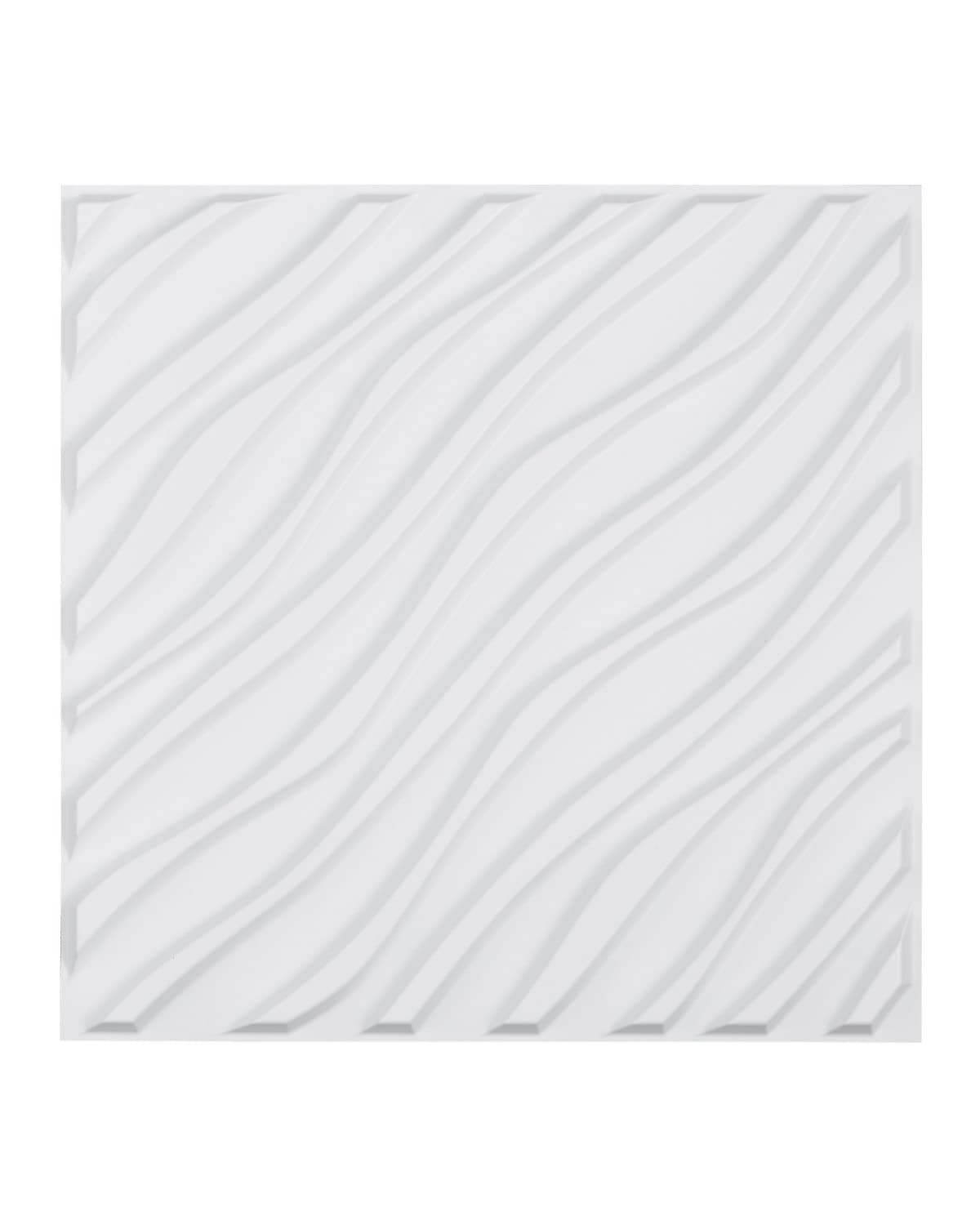 3D-Wandpaneele, 12er-Set, 50x50 cm, PVC, mattweiß