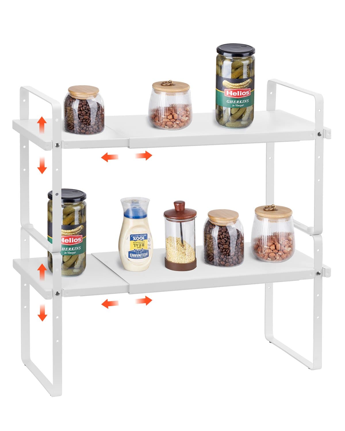 Adjustable 2-Tier Spice Rack, White