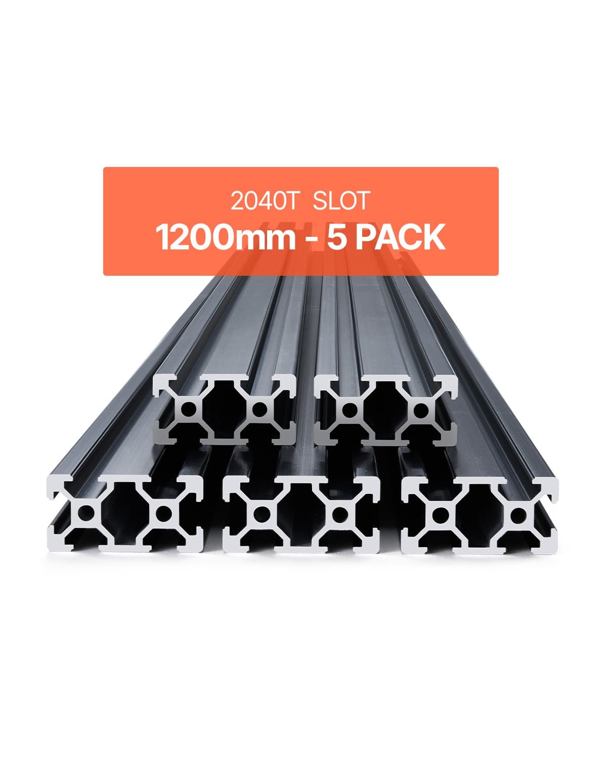 5er Set Aluprofil 1200 mm T-Nut 2040, eloxiert, schwarz
