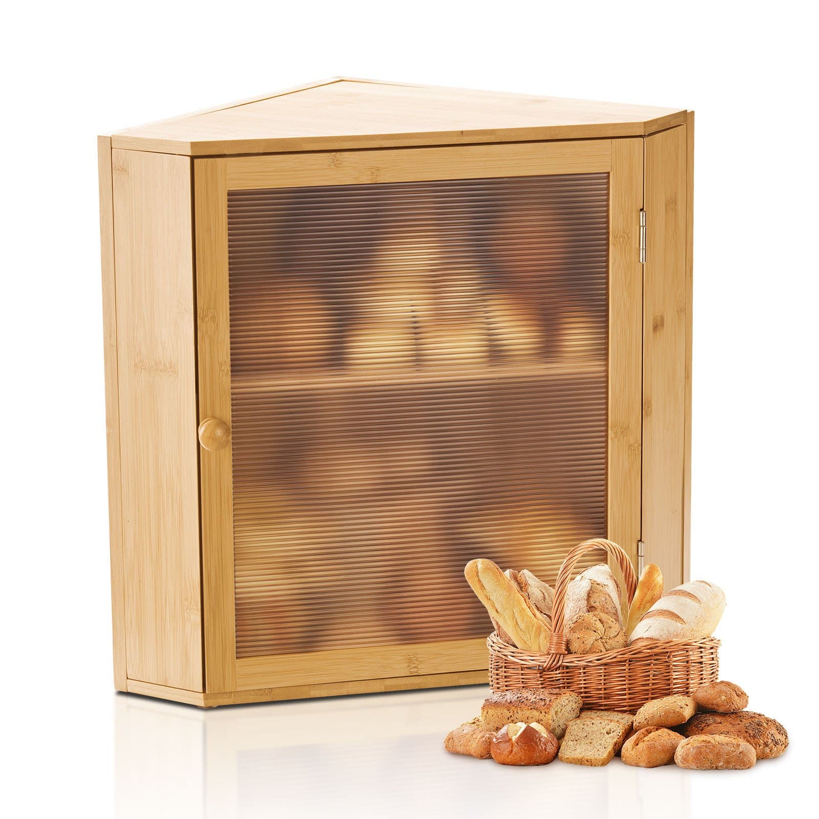 Boîte à pain carrée en bois avec porte acrylique