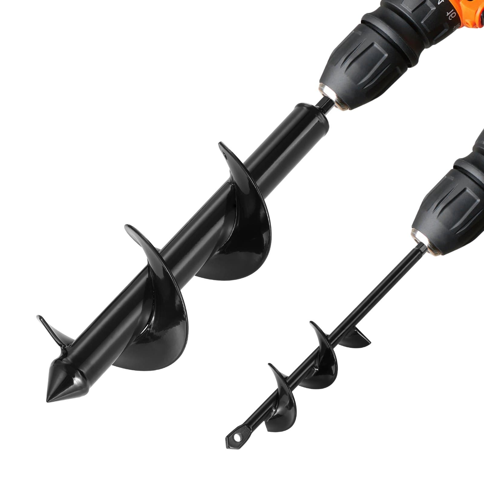 Erdbohrer für Bohrmaschine, 2er-Set, Ø 8x30 cm & Ø 4x22 cm