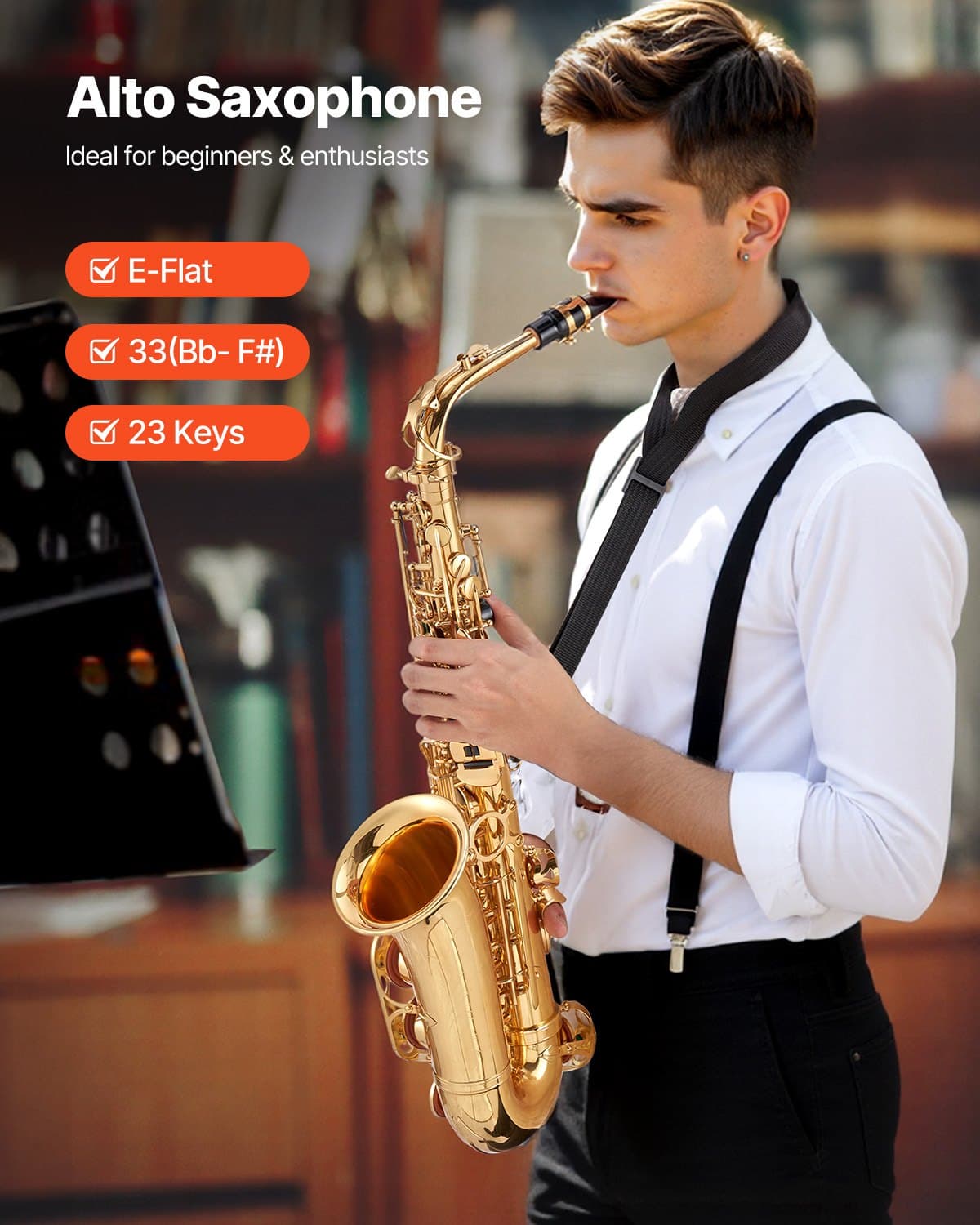 Altsaxophon E-Dur Messing Anfängerset mit Tasche, 23 Tasten, Gold