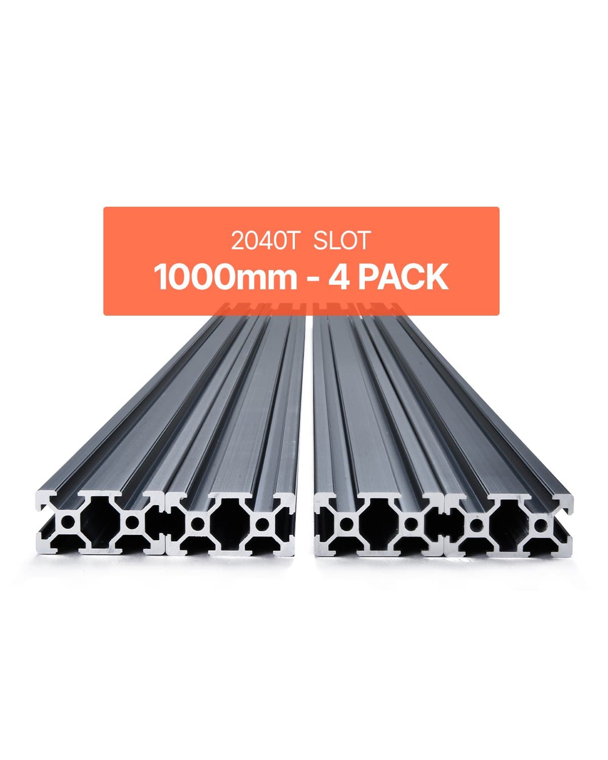 4er Set Aluprofil 1000 mm T-Nut 2040, eloxiert, schwarz