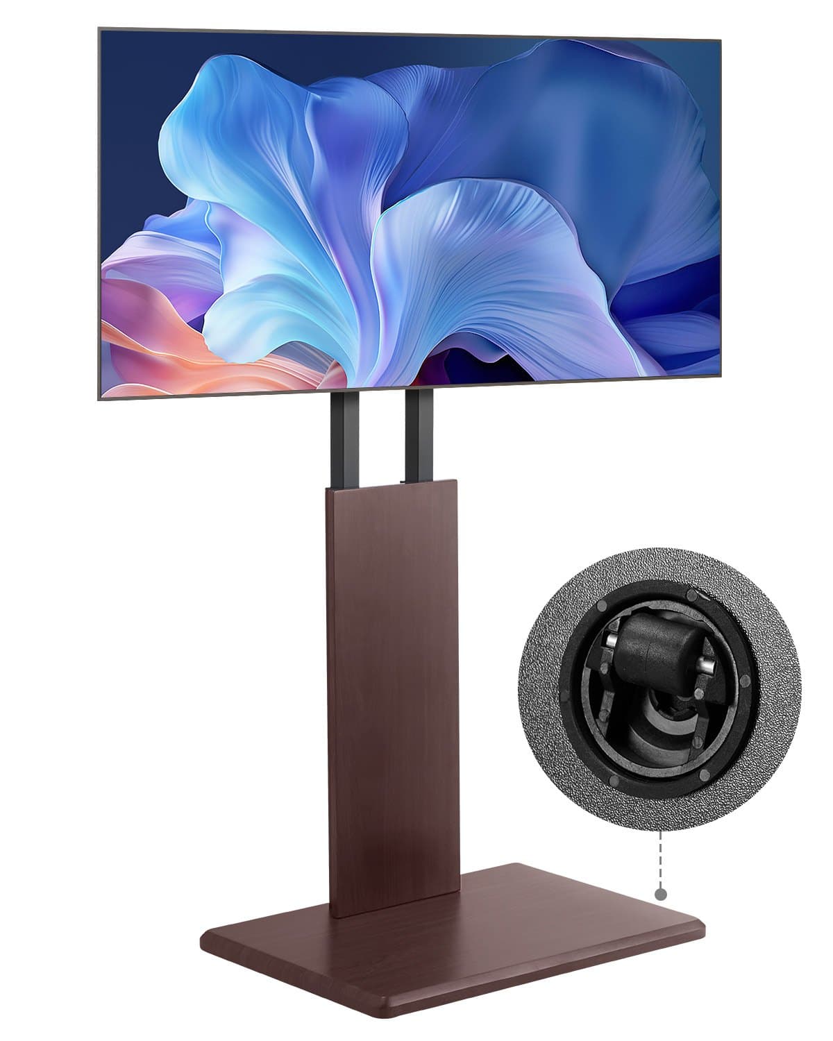 Support TV de bureau, support de télévision pour téléviseurs de 812,8 à 1778 mm jusqu'à 45 kg, rotation gauche-droite de ±15° et hauteur réglable de la TV
