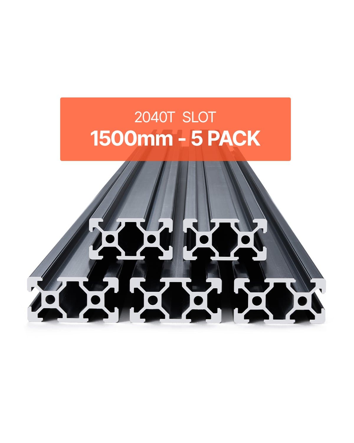 5er Set Aluprofil 1500 mm T-Nut 2040, eloxiert, schwarz