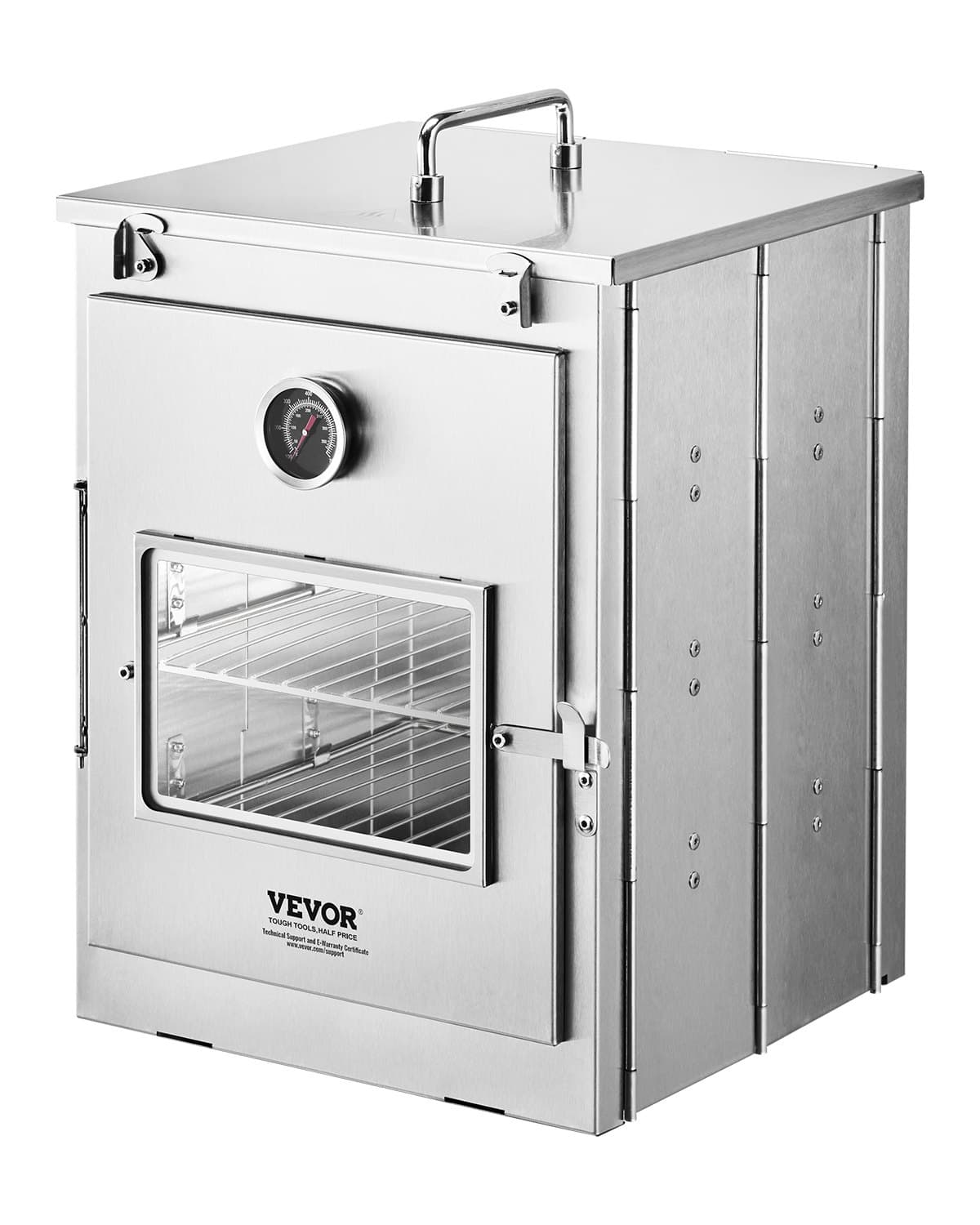 Horno de camping plegable de acero inoxidable con parrilla y termómetro