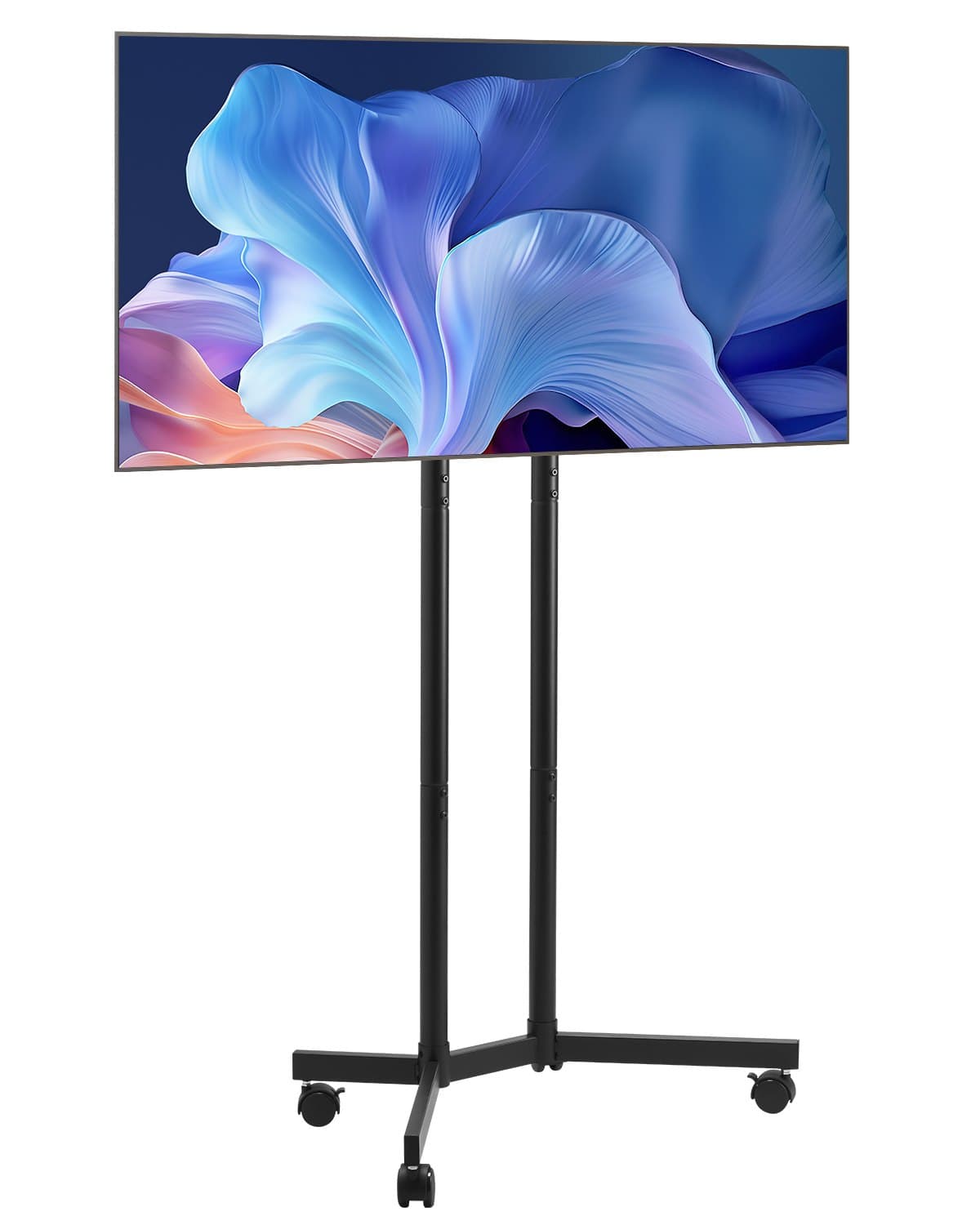 Support TV mobile sur pied pour téléviseur, pour téléviseurs plats et incurvés de 812,8 à 1651 mm, support TV au sol réglable en hauteur jusqu'à