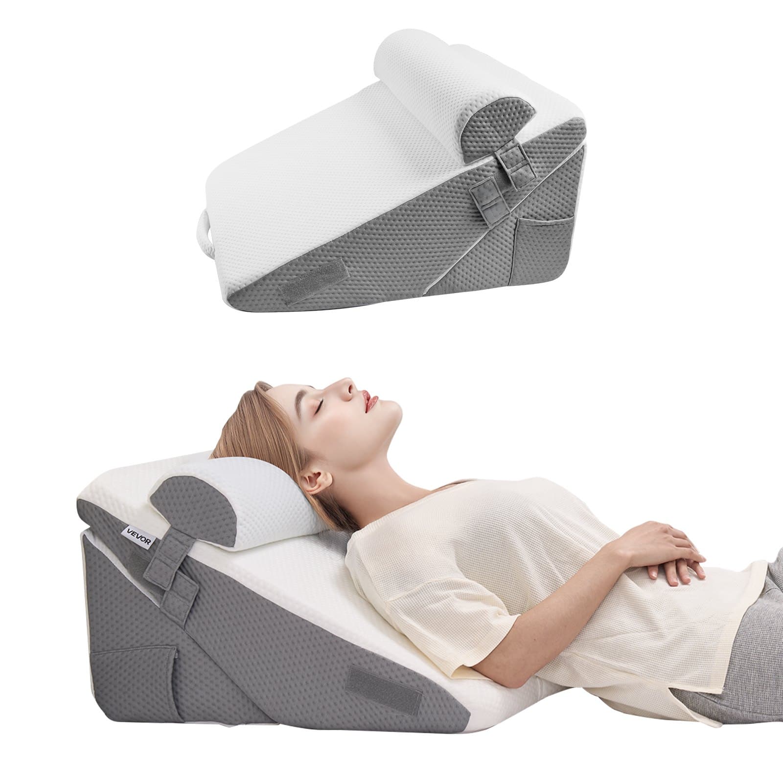 Almohada cuña para cama, set de lectura ortopédico de 3 piezas