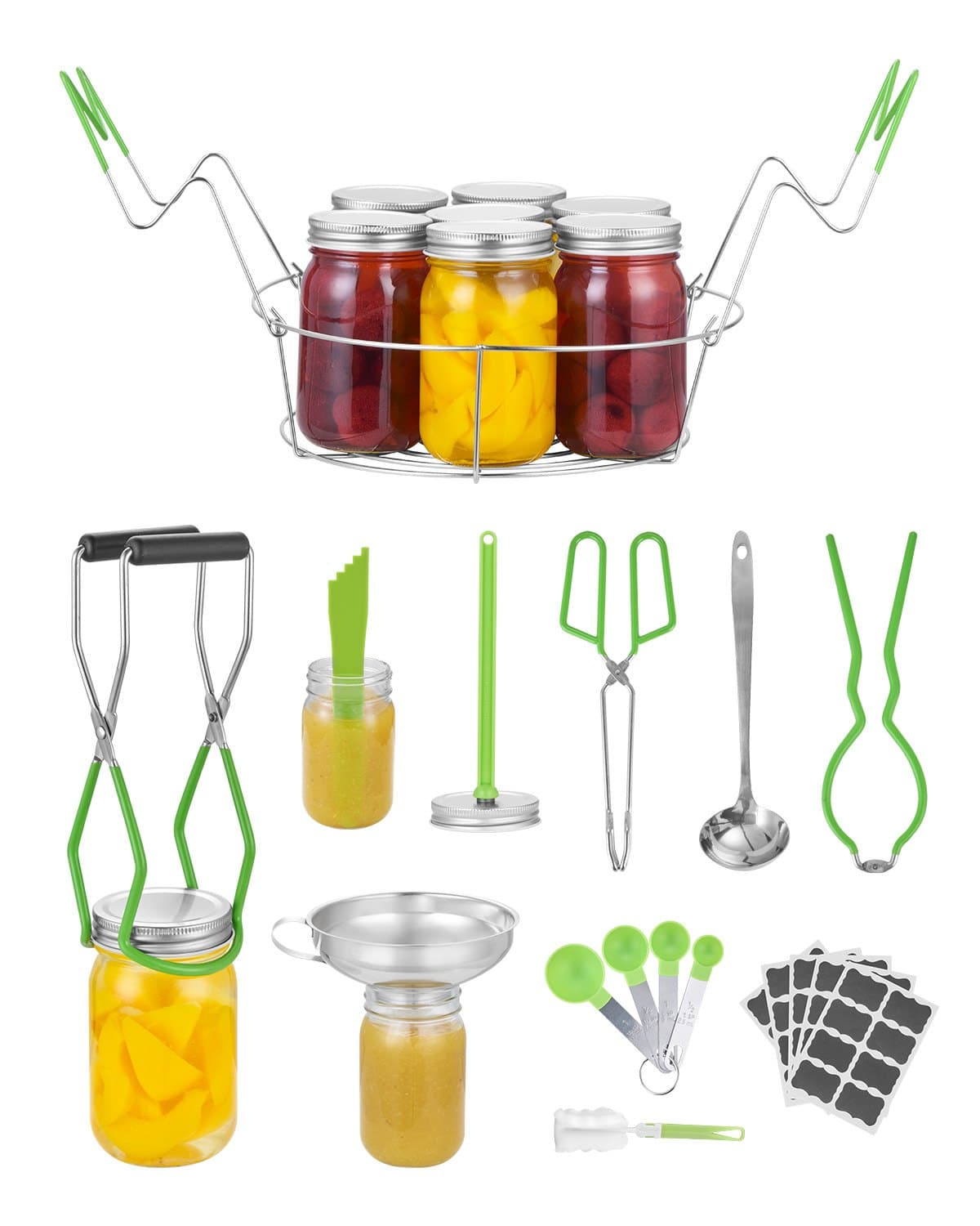 Kit de inicio de accesorios para encurtidos Juego de herramientas para encurtidos al baño María para principiantes (soporte, cucharón, cuchara medidora, embudo, Za