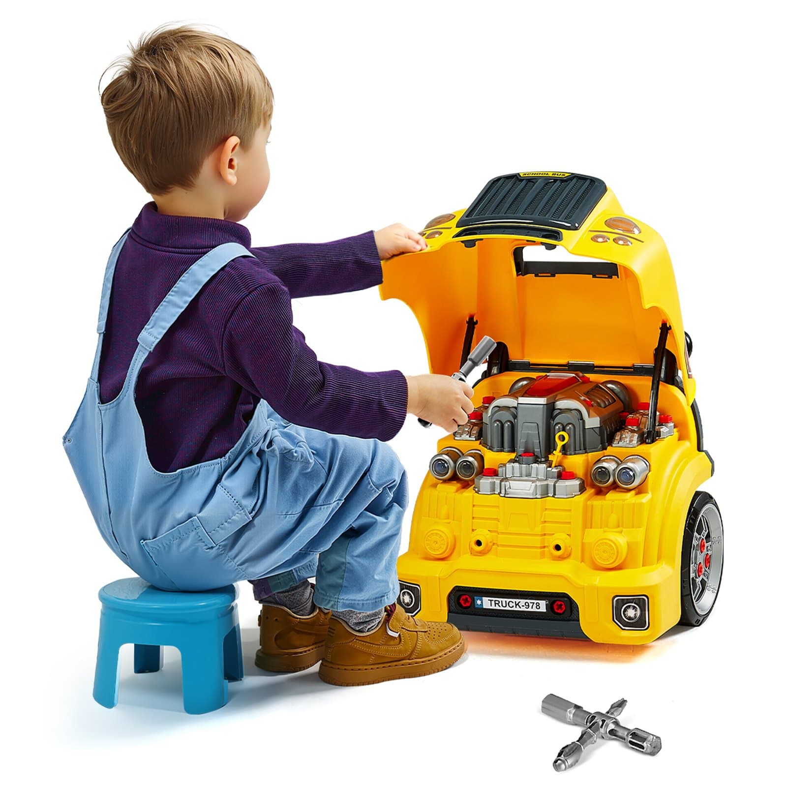Jouet automobile, 60 pièces, kit de réparation de voiture pour enfants, avec pièces amovibles, lumières et sons, volant et klaxon, M