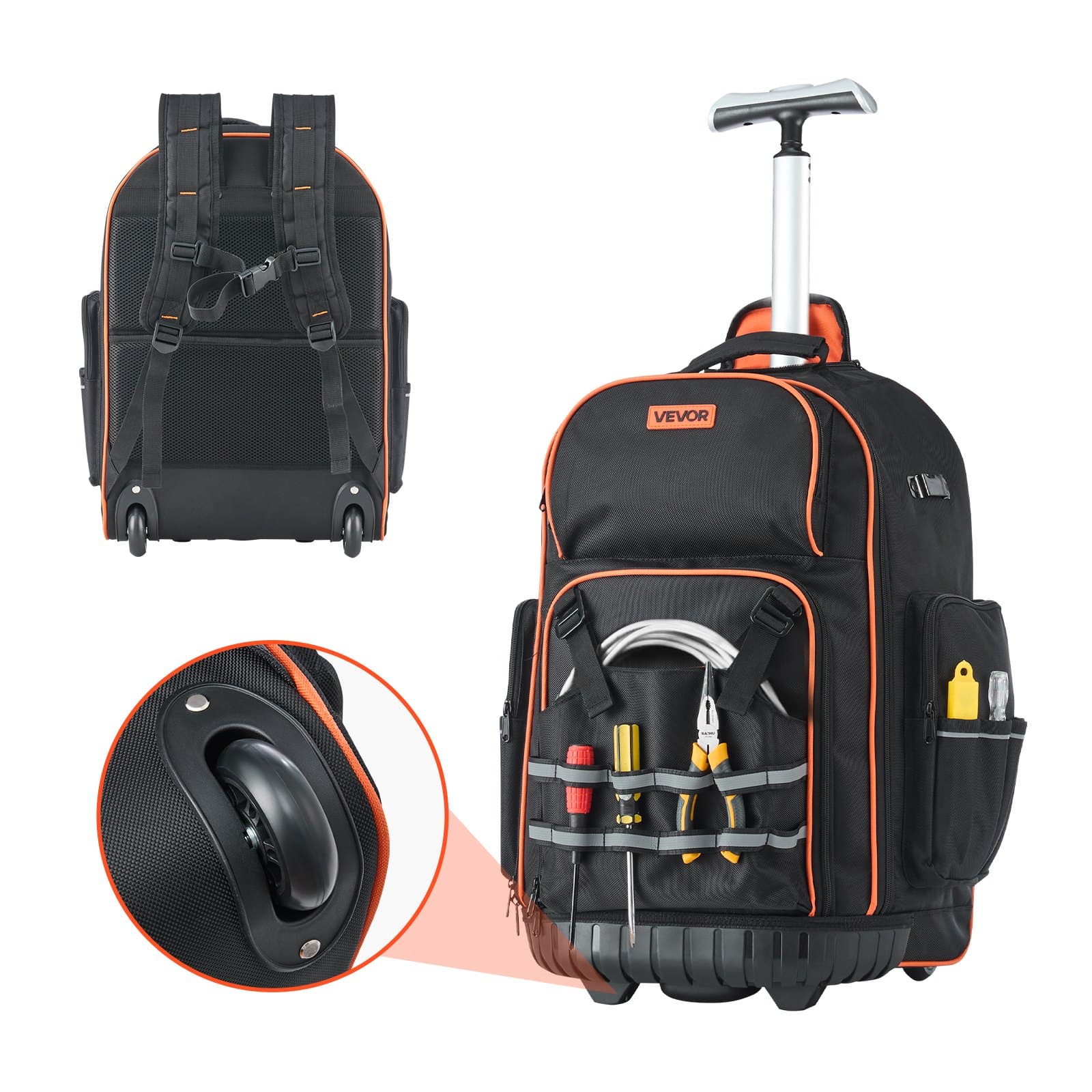 Werkzeugrucksack mit Rollen und Teleskopgriff