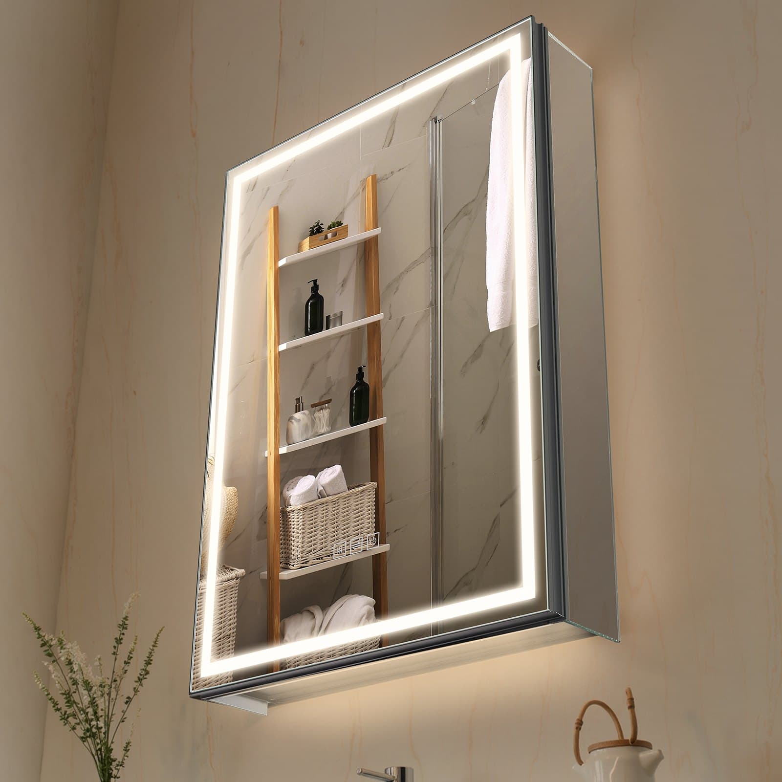 Beleuchteter Medizinschrank mit Spiegel, 50 x 70 cm