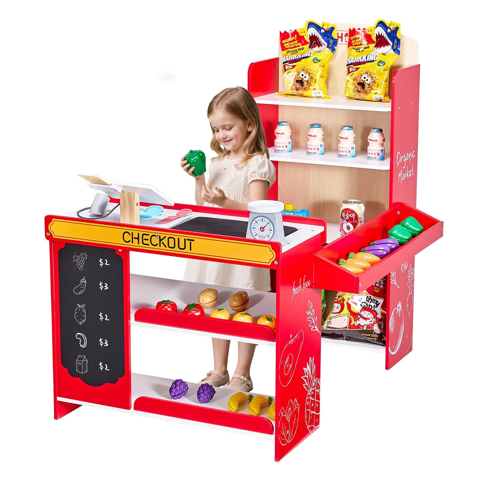 Set en bois épicerie avec caisse et accessoires