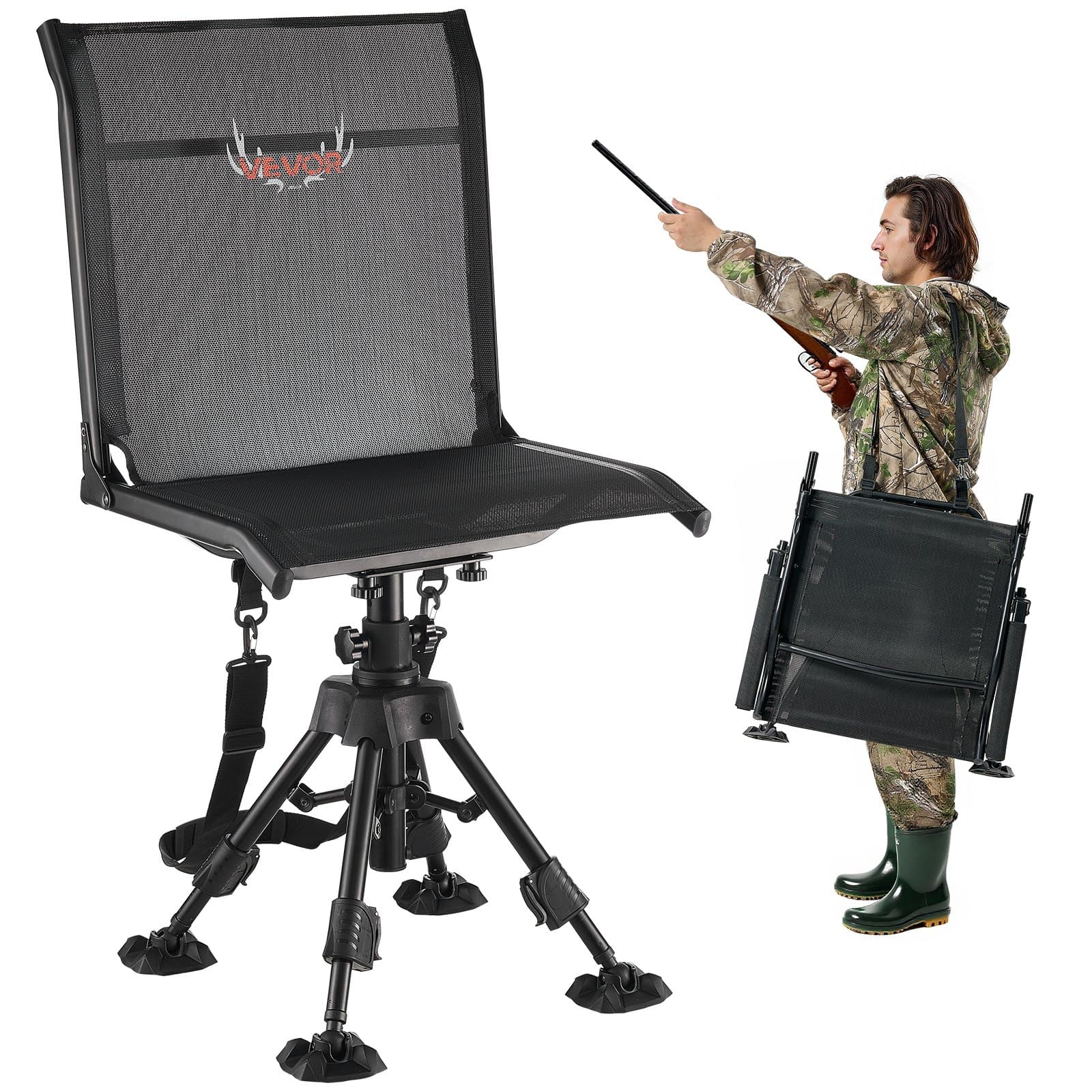 Chaise pliante réglable avec assise pivotante