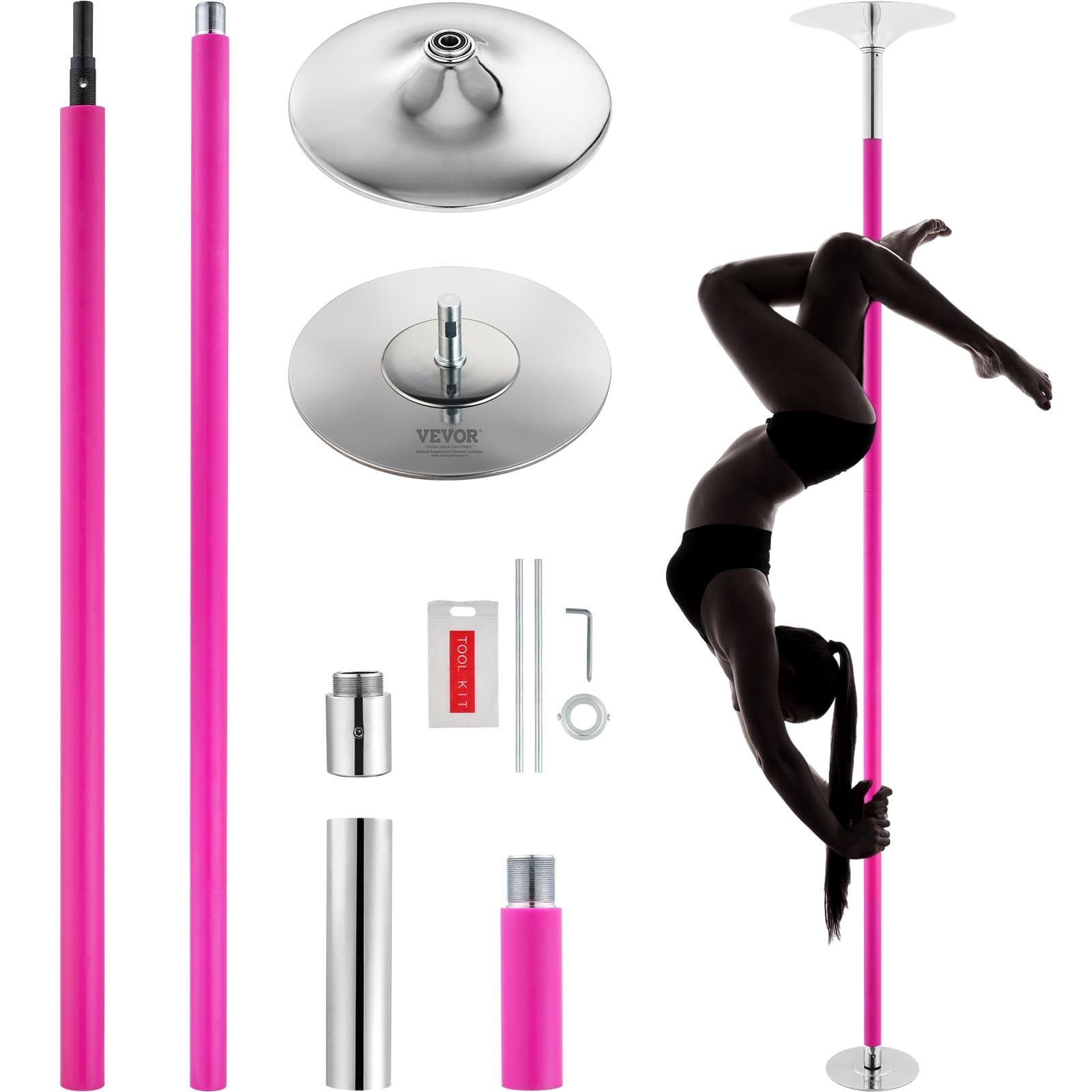 Höhenverstellbare Tanzstange für Pole Dance, Pink