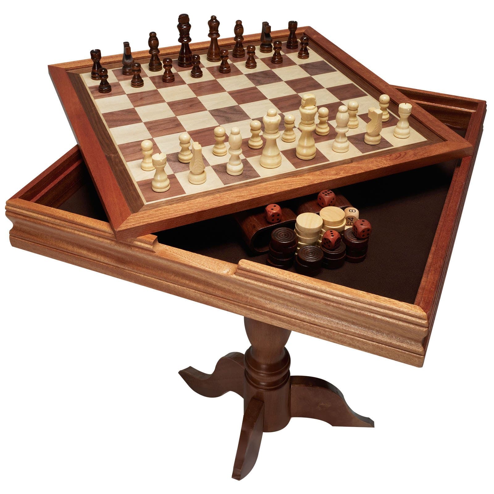 Juego de ajedrez de madera, 650 x 650 x 675 mm, set con piezas