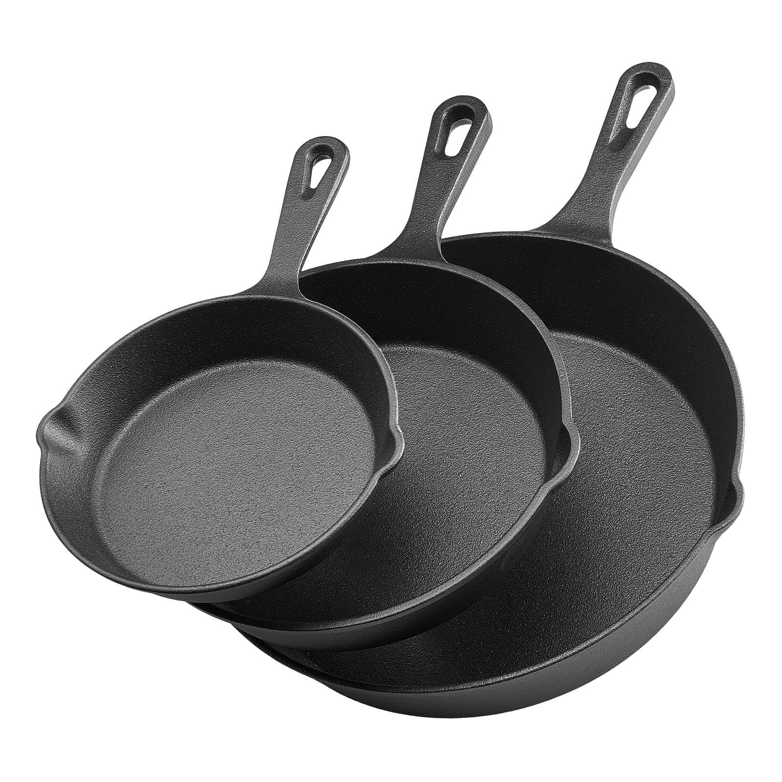 Cast Iron Skillet Set 160/220/265 mm with Heat-Resistant Handle
