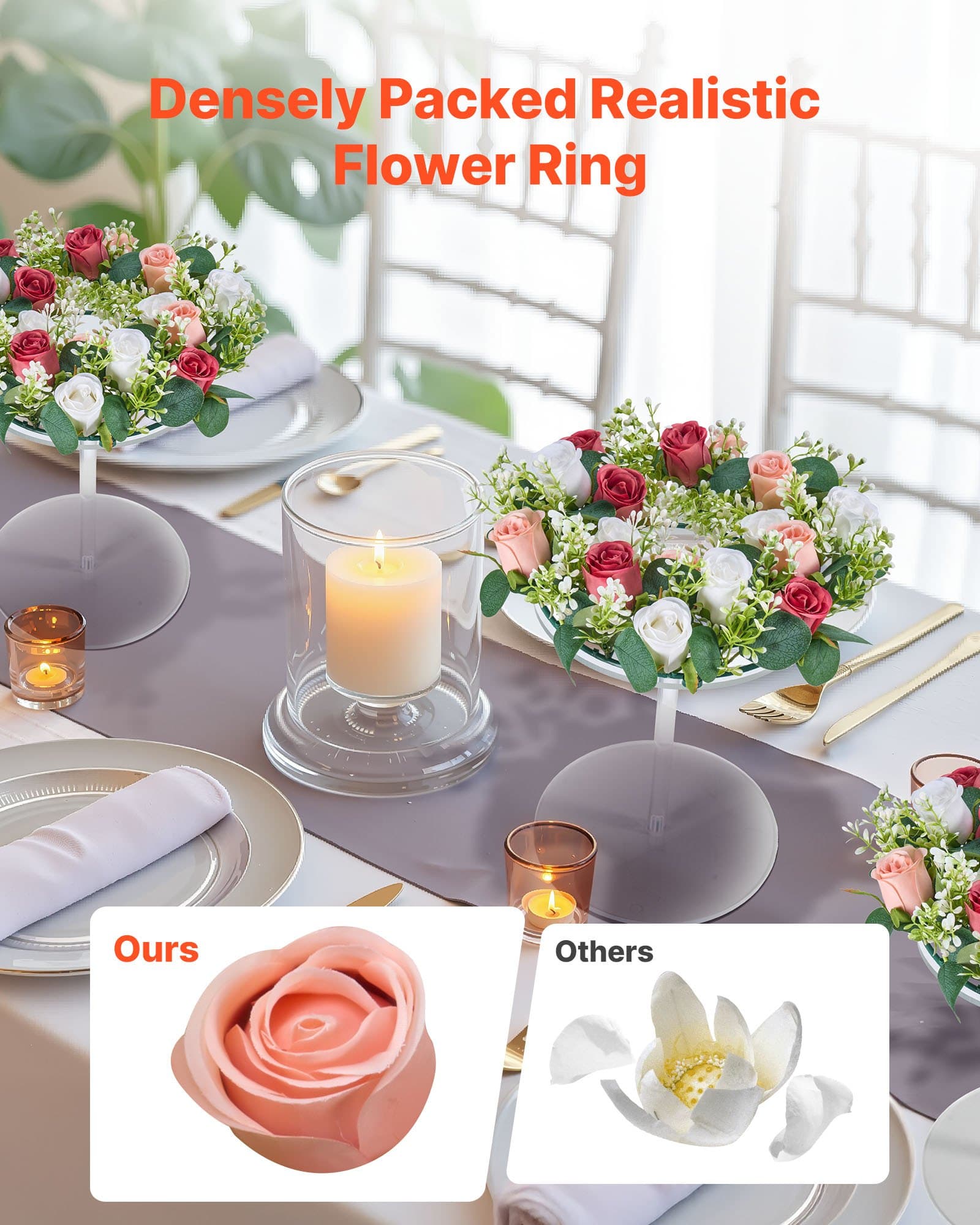 Künstlicher Blumenkranz mit rosa und weißen Rosen